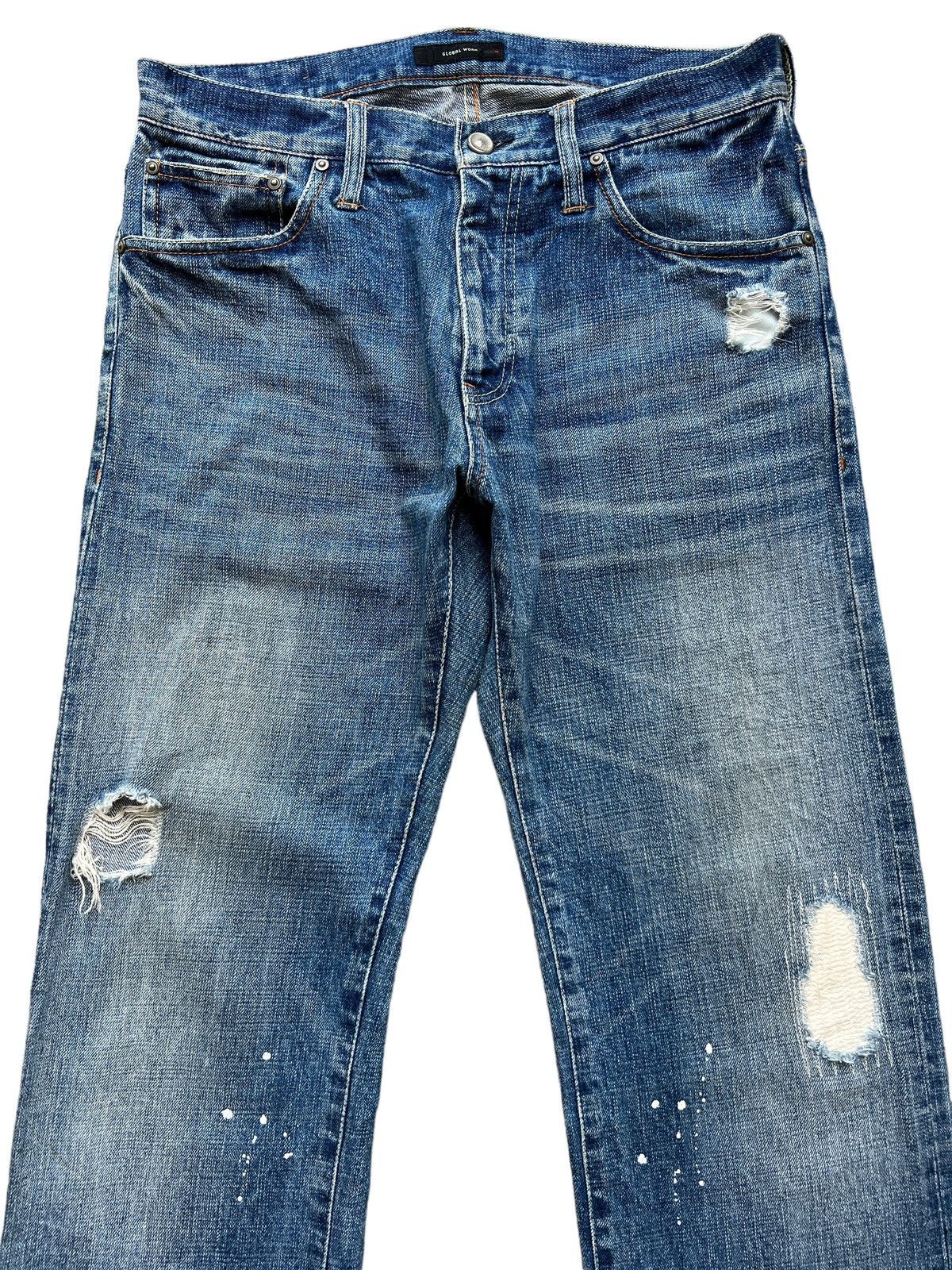 Global Work Global Work Japanese Distressed Paint Denim Jeans 31x32 Size US 31 - 4 Thumbnail