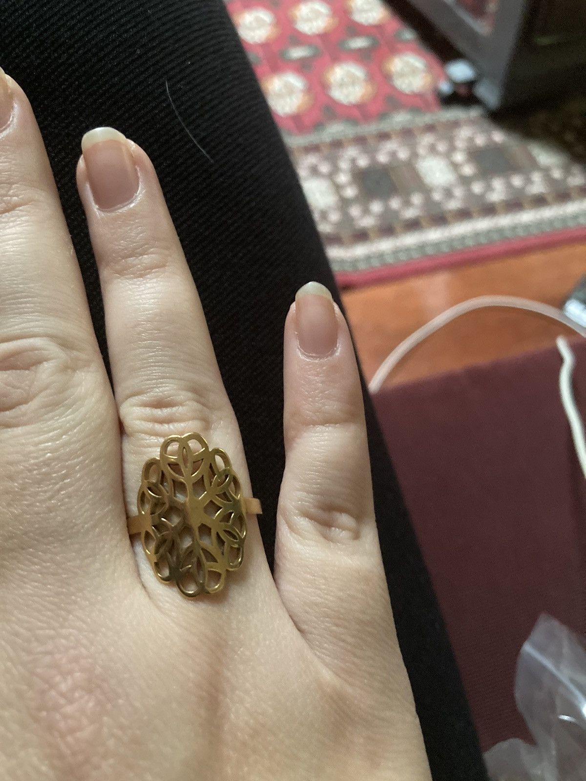 Jewelry 18 karat gold plated stainless steel intricate ring Size ONE SIZE - 1 Thumbnail