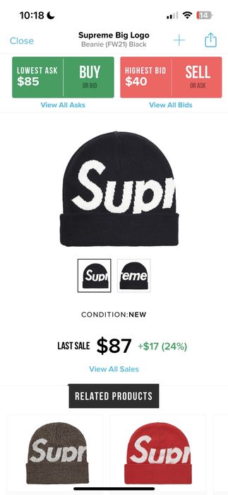 Supreme Big Logo Beanie (FW21) Black