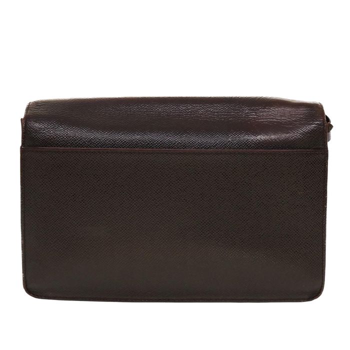 LOUIS VUITTON Taiga Leather Selenga Clutch Bag Acajou M30786 LV