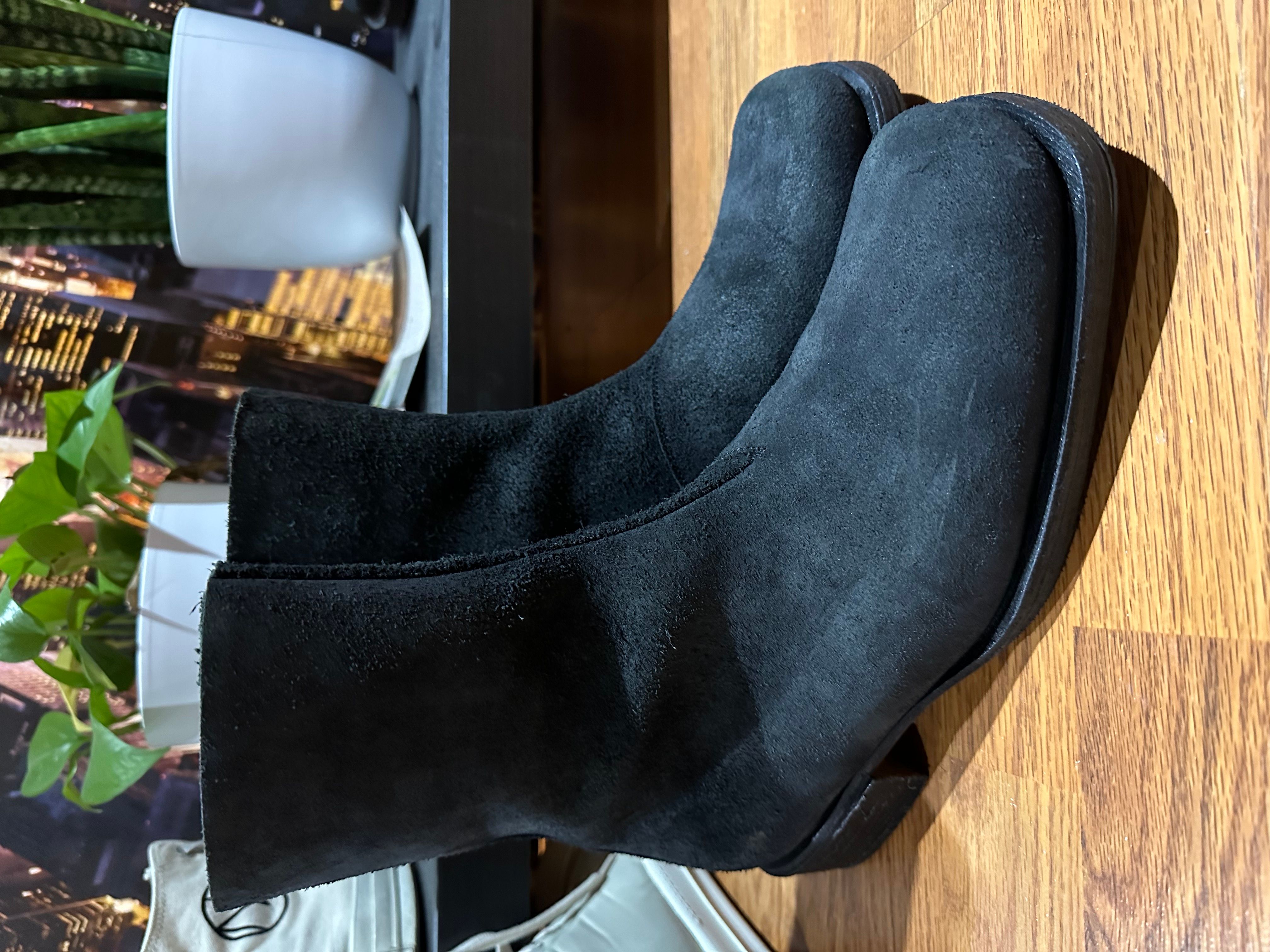 Pre-owned Maison Margiela Fw 2001 Black Suede Square Boots