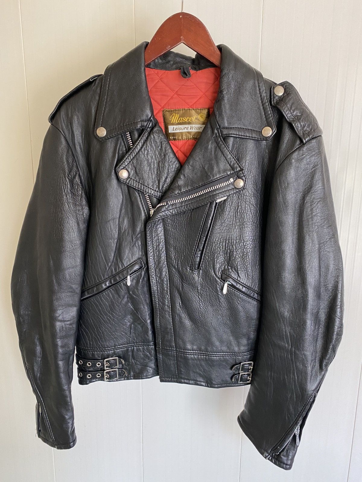 Amazing Vintage 70s Mascot Black Night Leather Biker Jacket