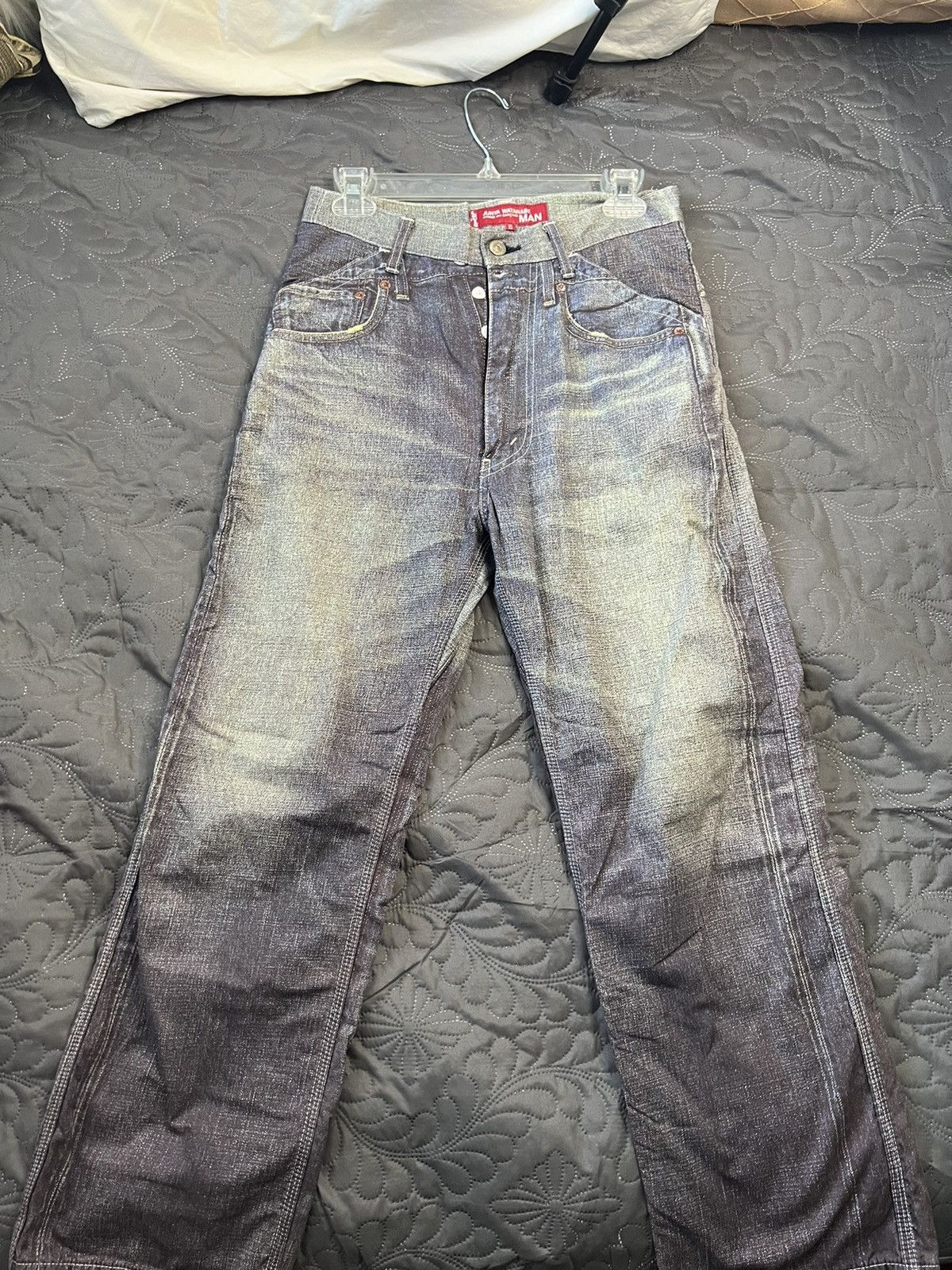 image of Comme Des Garcons x Junya Watanabe Ss10 Printed Aged Digital Denim Levis in Indigo, Men's (Size 29)