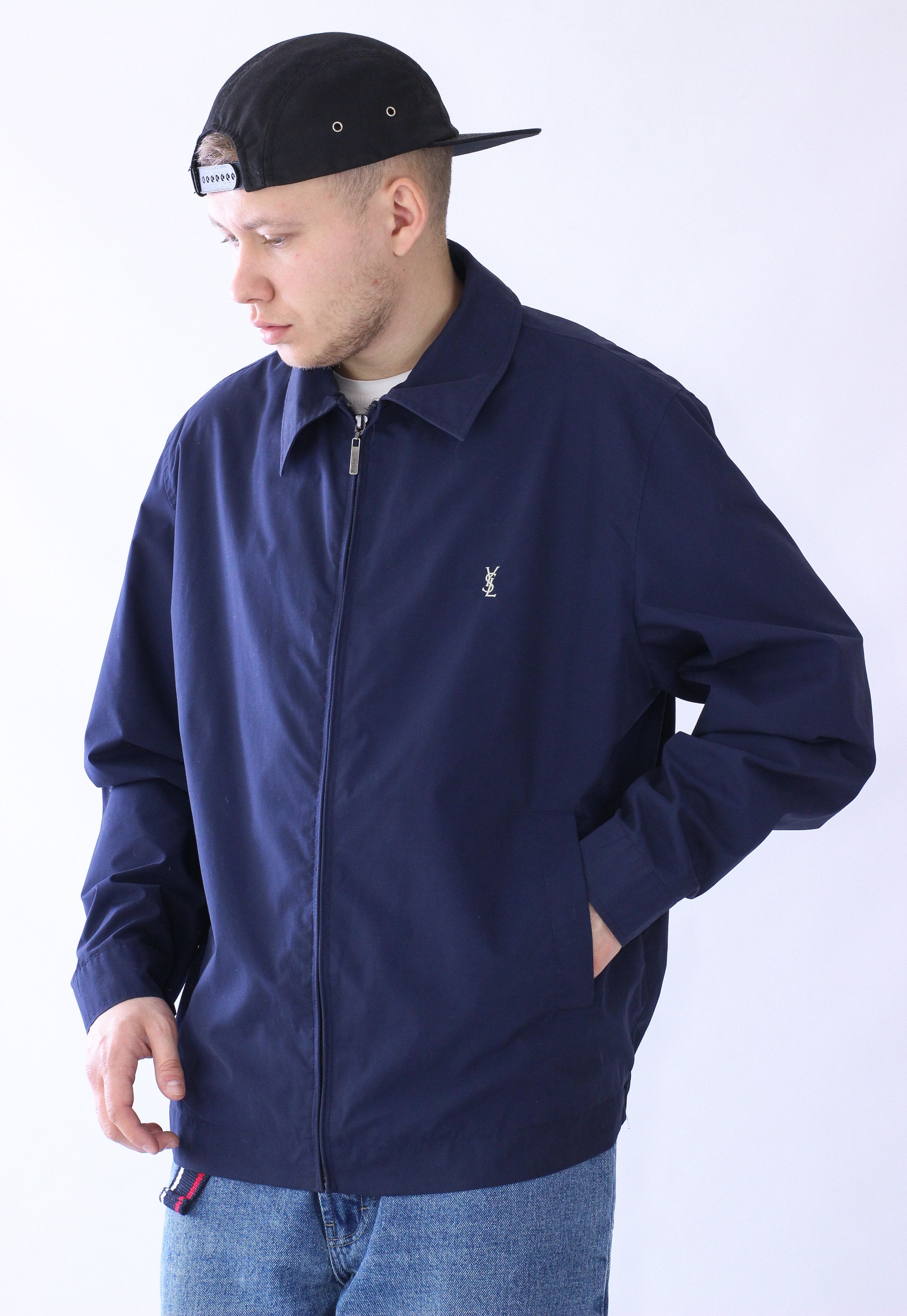 Yves Saint Laurent Vintage Mens YSL Navy Harrington Jacket Yves 