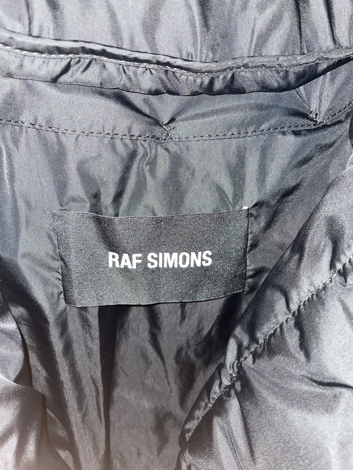 Raf Simons Black Oversized Quilted Short Padded Shirting Jacket 