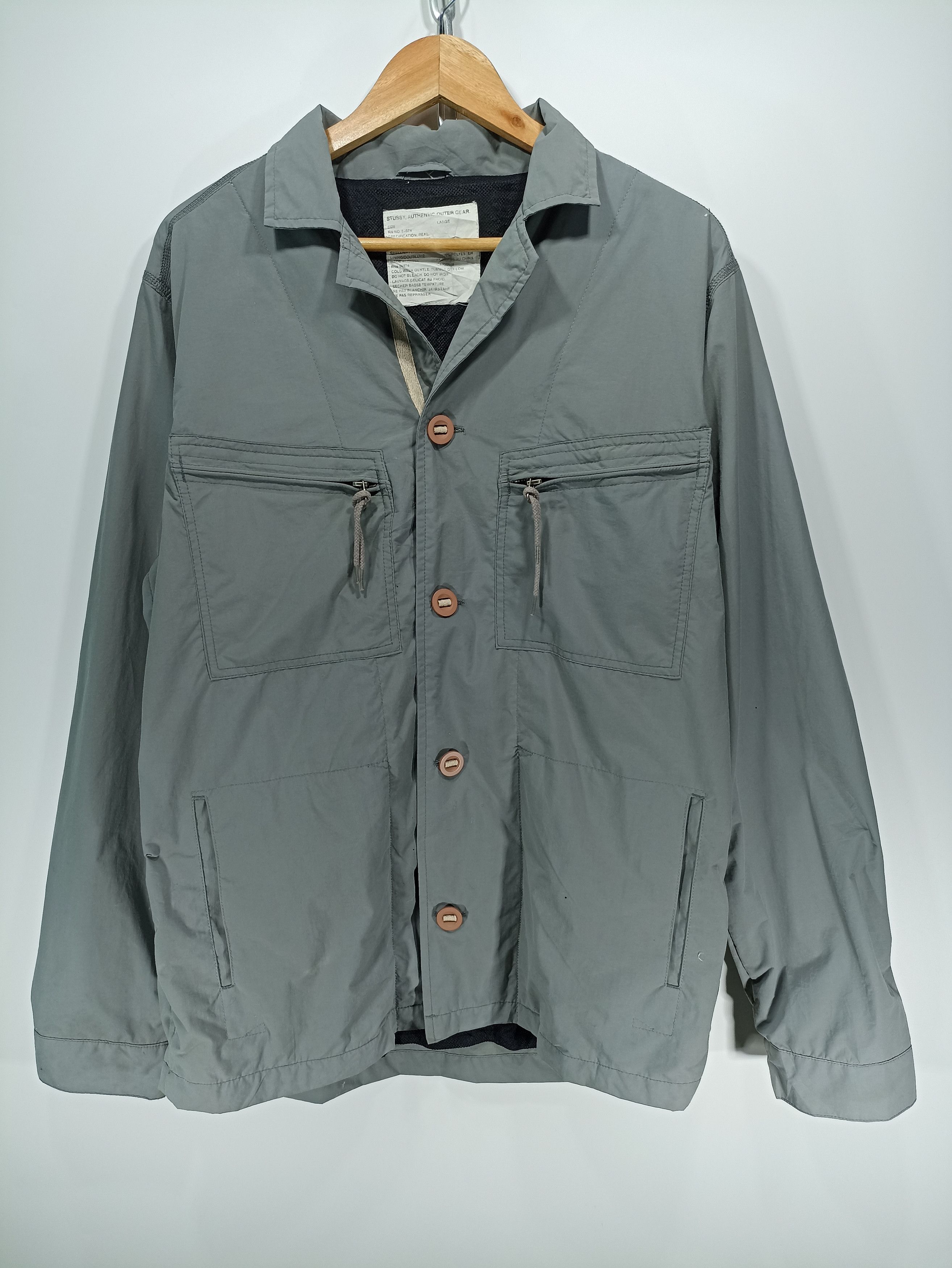image of Stussy Gear Button Jacket in Grey, Men's (Size Medium)