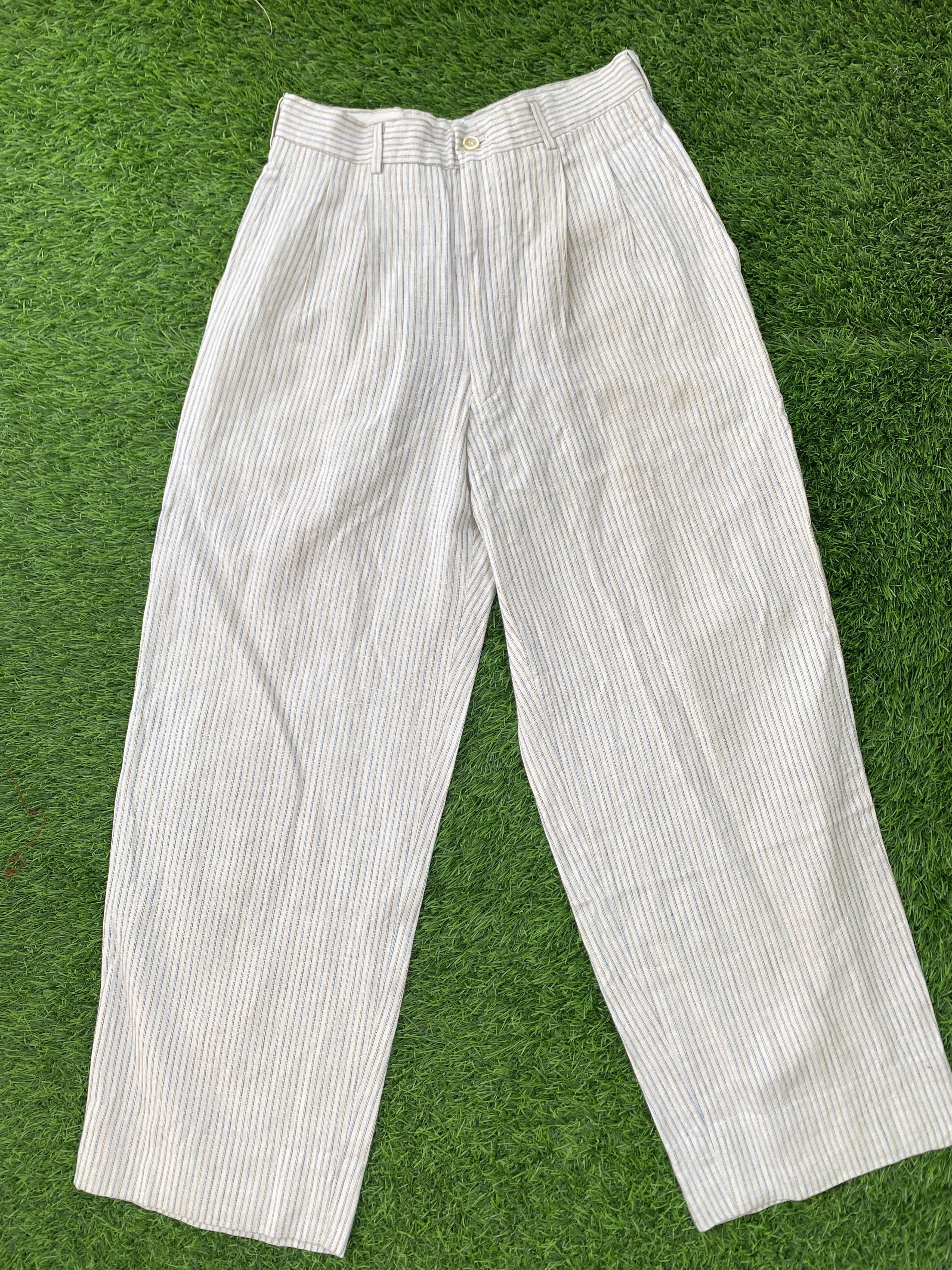 image of Vintage Comme Des Garcons Stripped Hickory High Pants in White, Men's (Size 28)