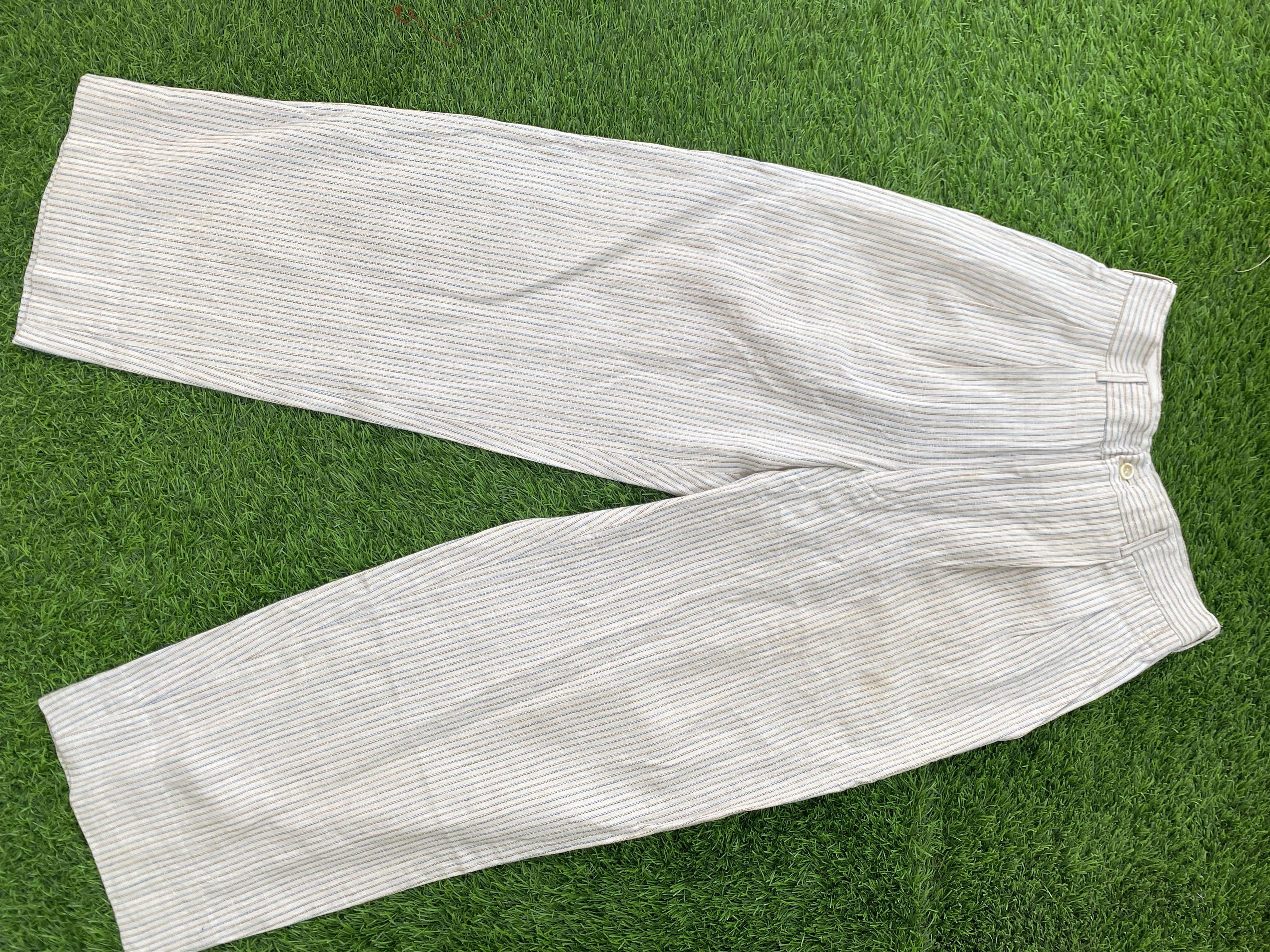 image of Vintage Comme Des Garcons Stripped Hickory High Pants in White, Men's (Size 28)