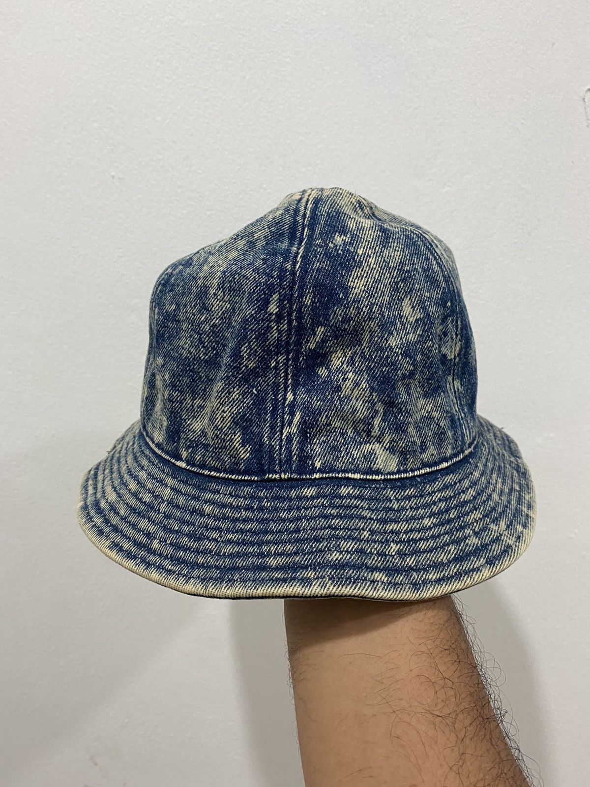 Japanese Brand VTG Distress Acid Washed Denim Style Bucket Hat Size ONE SIZE - 2 Thumbnail