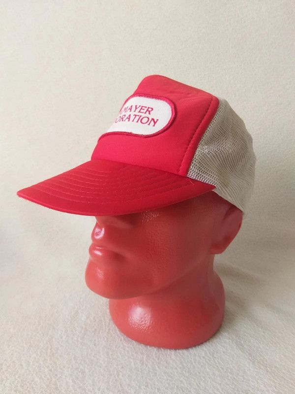 Vintage Vintage Red Trucker Hat Mesh Cap Workwear Y2K Size ONE SIZE - 5 Thumbnail