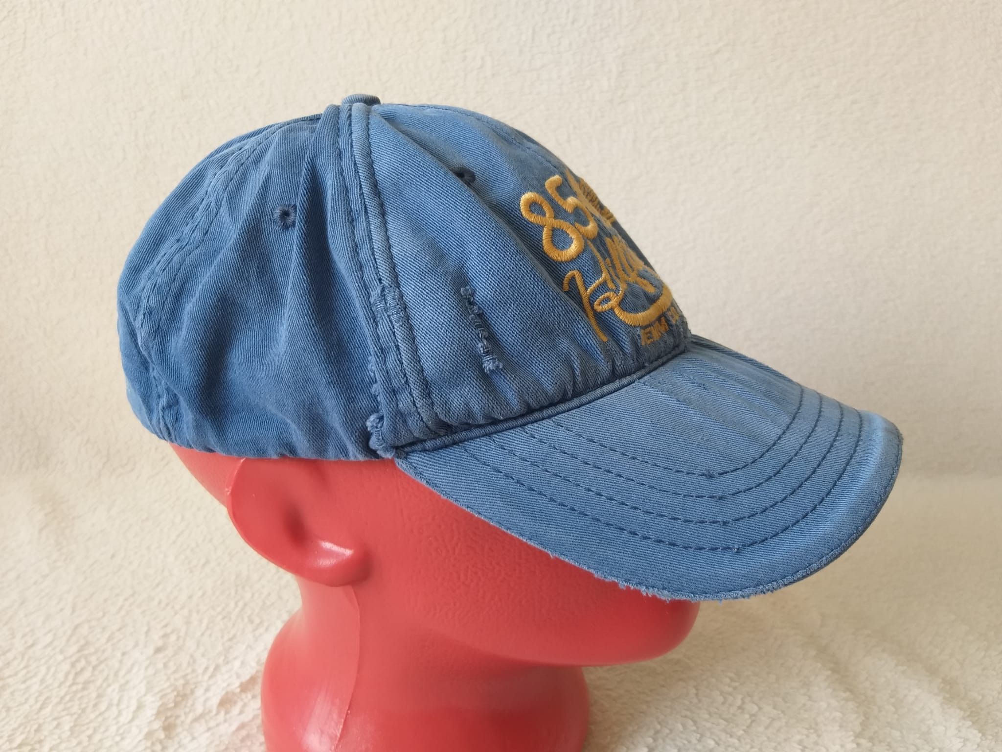 Tommy Hilfiger Tommy Hilfiger 85 Logo Distressed Denim Cap Hat Size ONE SIZE - 3 Thumbnail