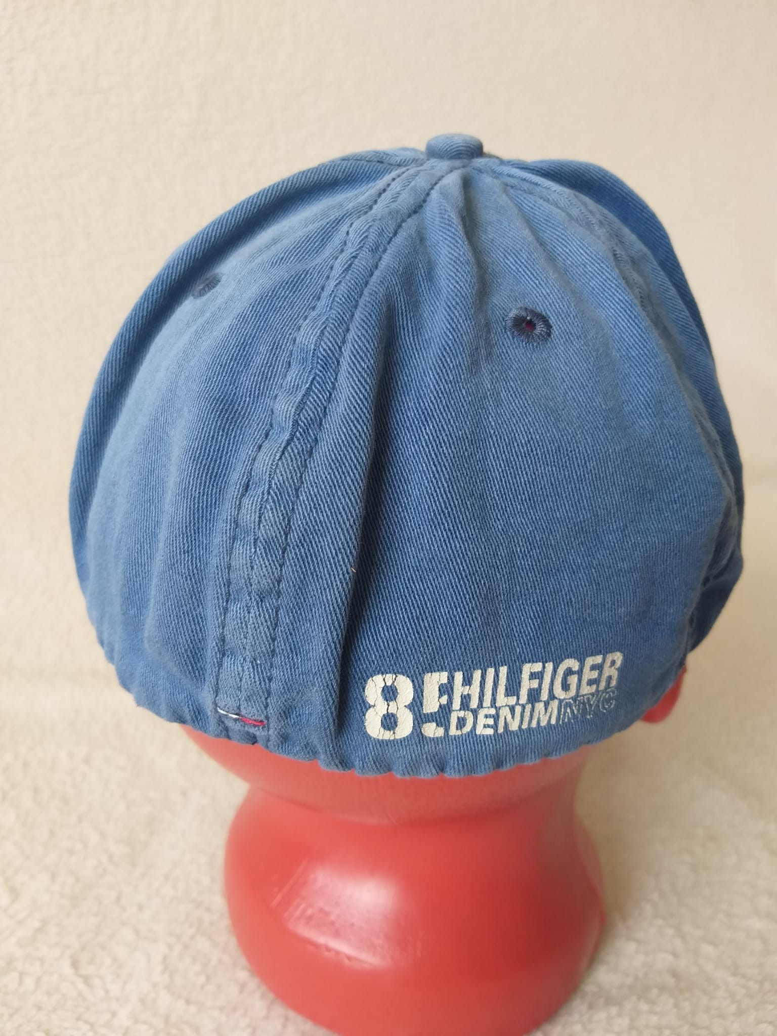Tommy Hilfiger Tommy Hilfiger 85 Logo Distressed Denim Cap Hat Size ONE SIZE - 4 Thumbnail