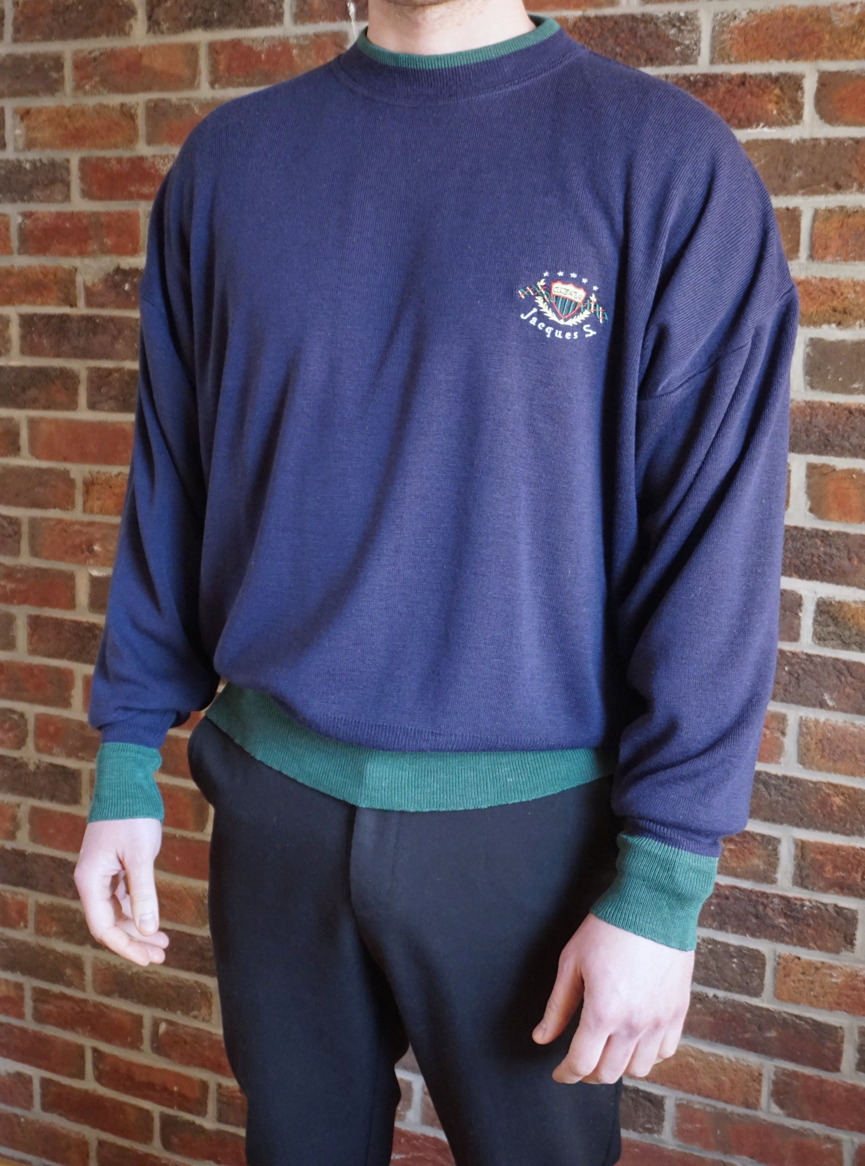 Designer True vintage Jacques S Large jumper 50% wool 80's knit y2k Size US L / EU 52-54 / 3 - 3 Thumbnail