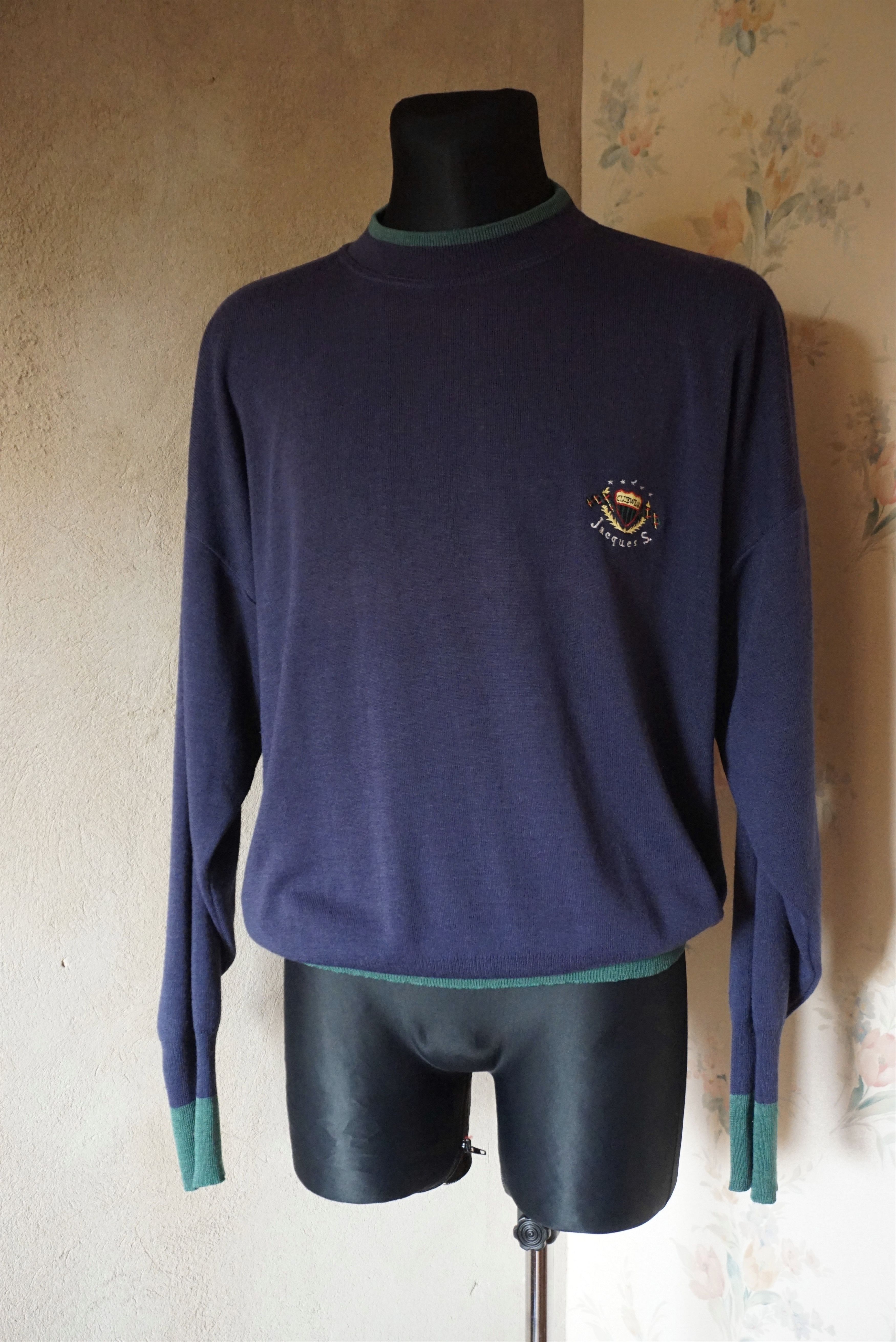 Designer True vintage Jacques S Large jumper 50% wool 80's knit y2k Size US L / EU 52-54 / 3 - 1 Thumbnail