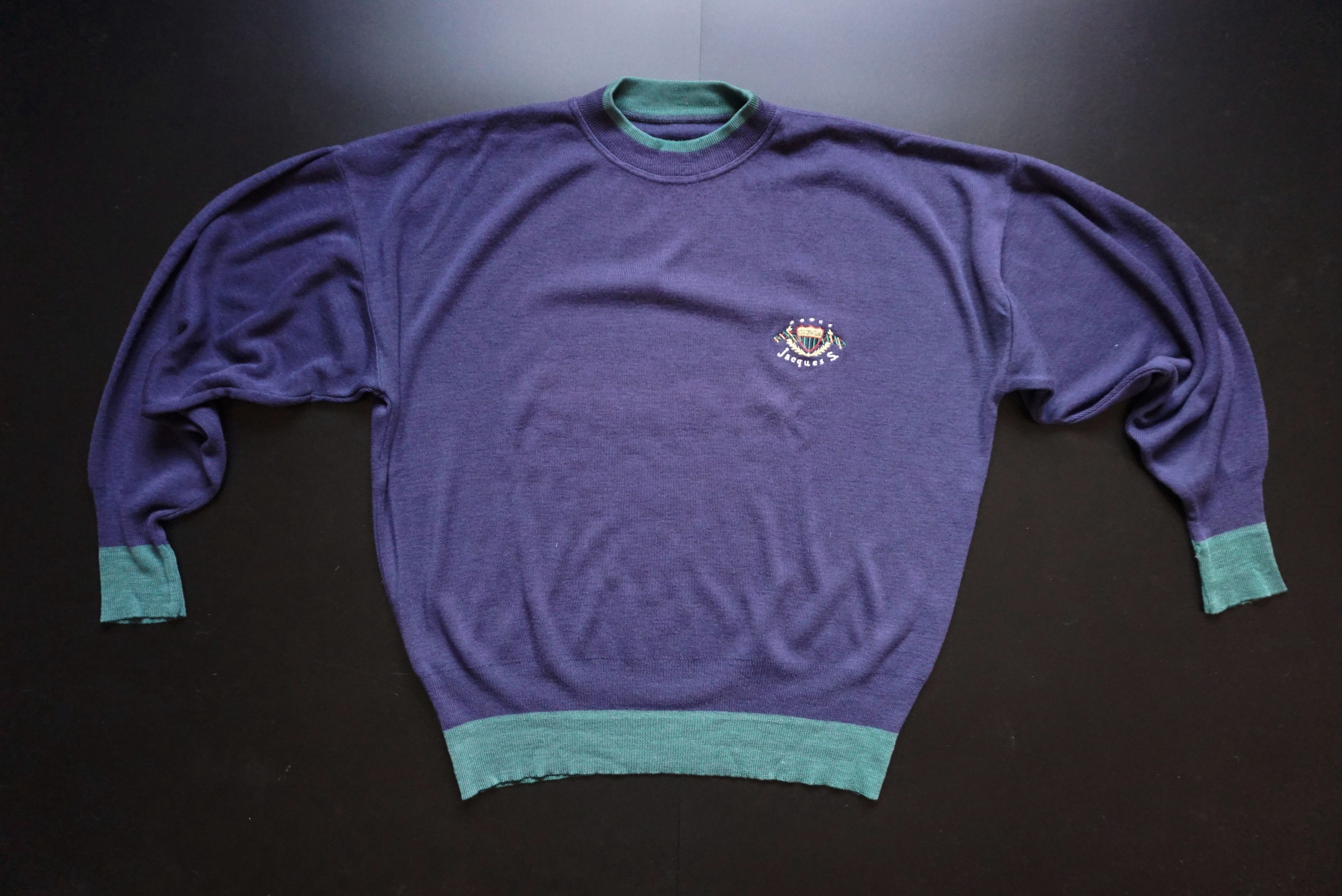 Designer True vintage Jacques S Large jumper 50% wool 80's knit y2k Size US L / EU 52-54 / 3 - 23 Thumbnail