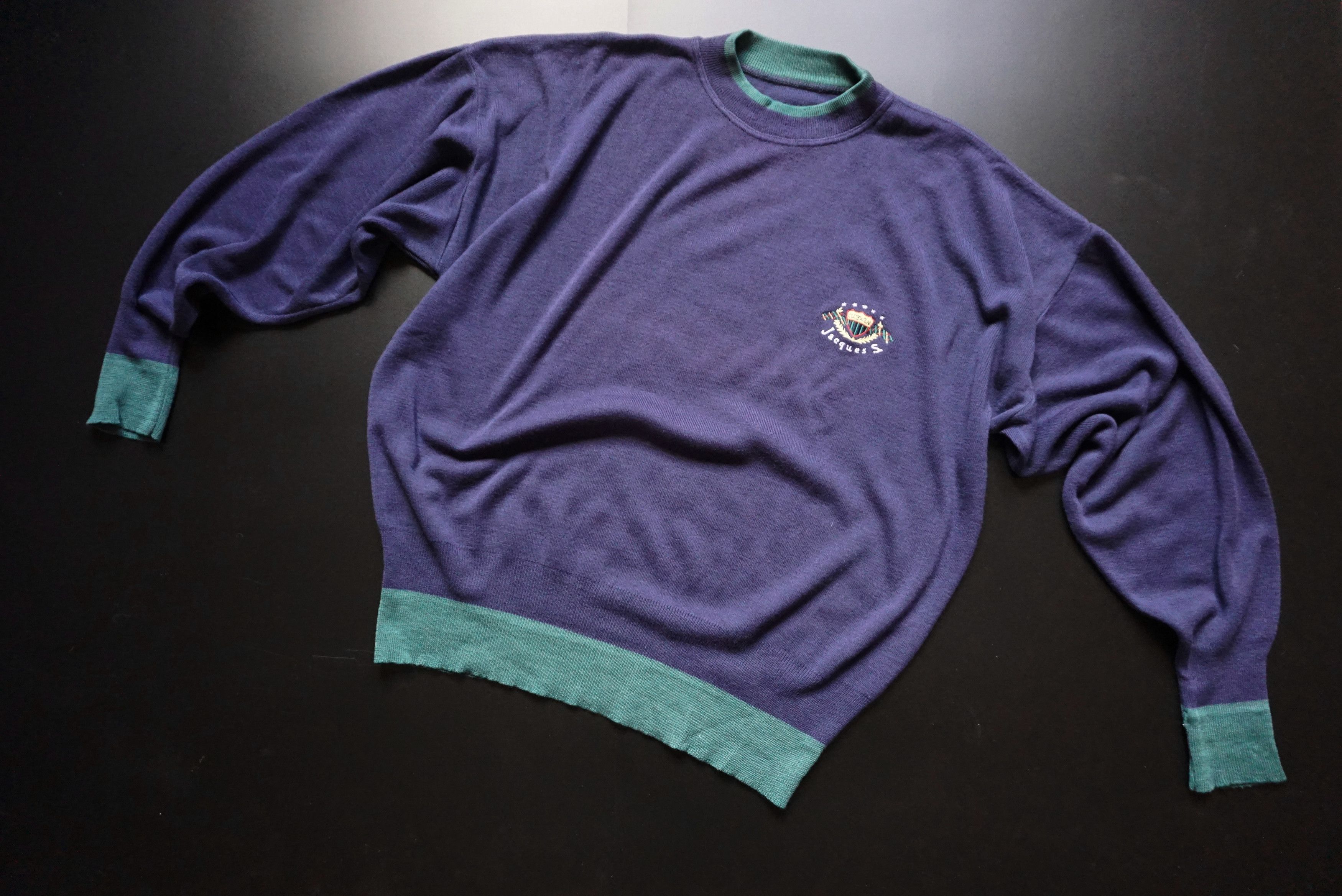 Designer True vintage Jacques S Large jumper 50% wool 80's knit y2k Size US L / EU 52-54 / 3 - 2 Thumbnail