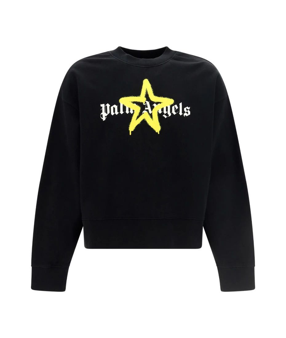 image of Palm Angels Star Crewneck Black / Yellow, Men's (Size Large)