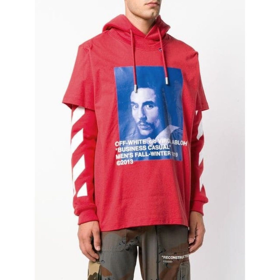image of Off White Bernini Hoodie in Red, Men's (Size Large)