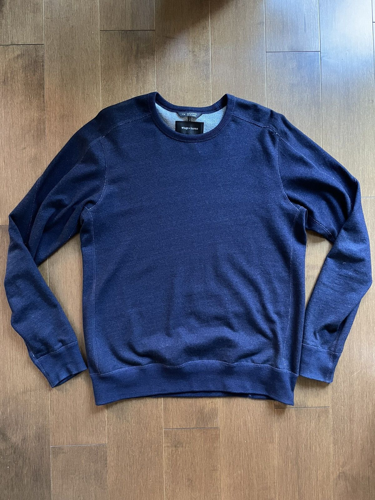 image of Wings Horns Wings + Horns Indigo Dyed Crew Neck, Men's (Size Large)