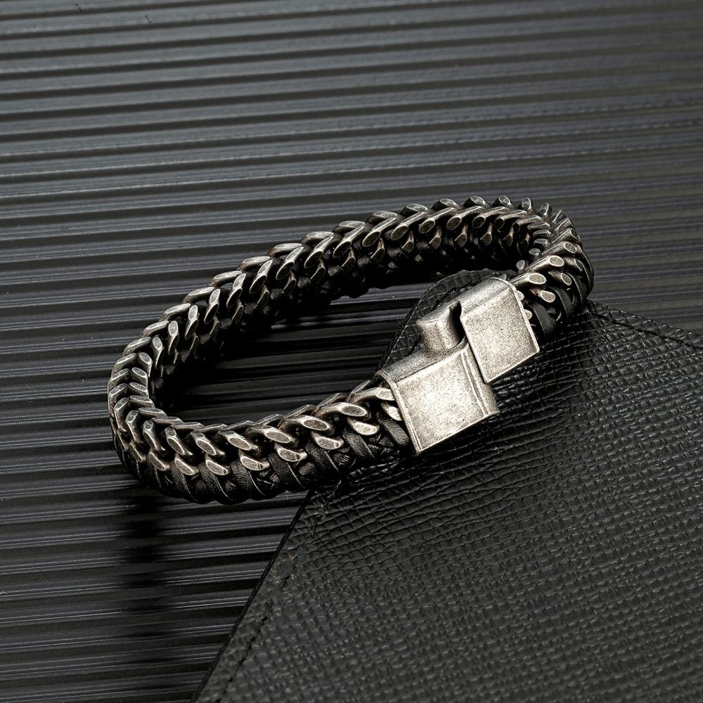 Jewelry Braided Rope Woven Black Leather Bracelets Size ONE SIZE - 2 Thumbnail