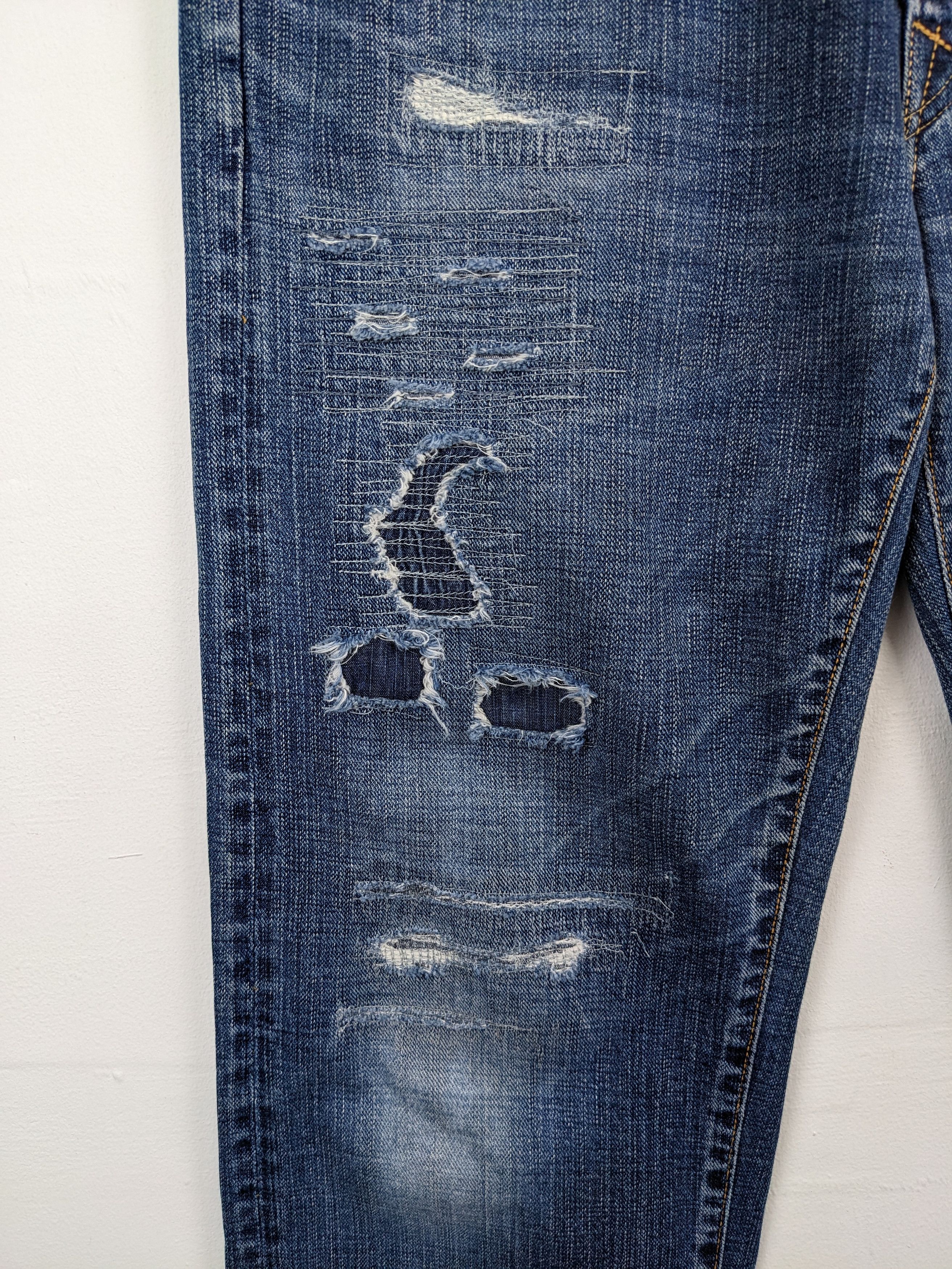 45rpm × Vintage Vintage 45 Rpm Distressed Jeans Patchwork Kapital Style Size US 32 / EU 48 - 8 Thumbnail