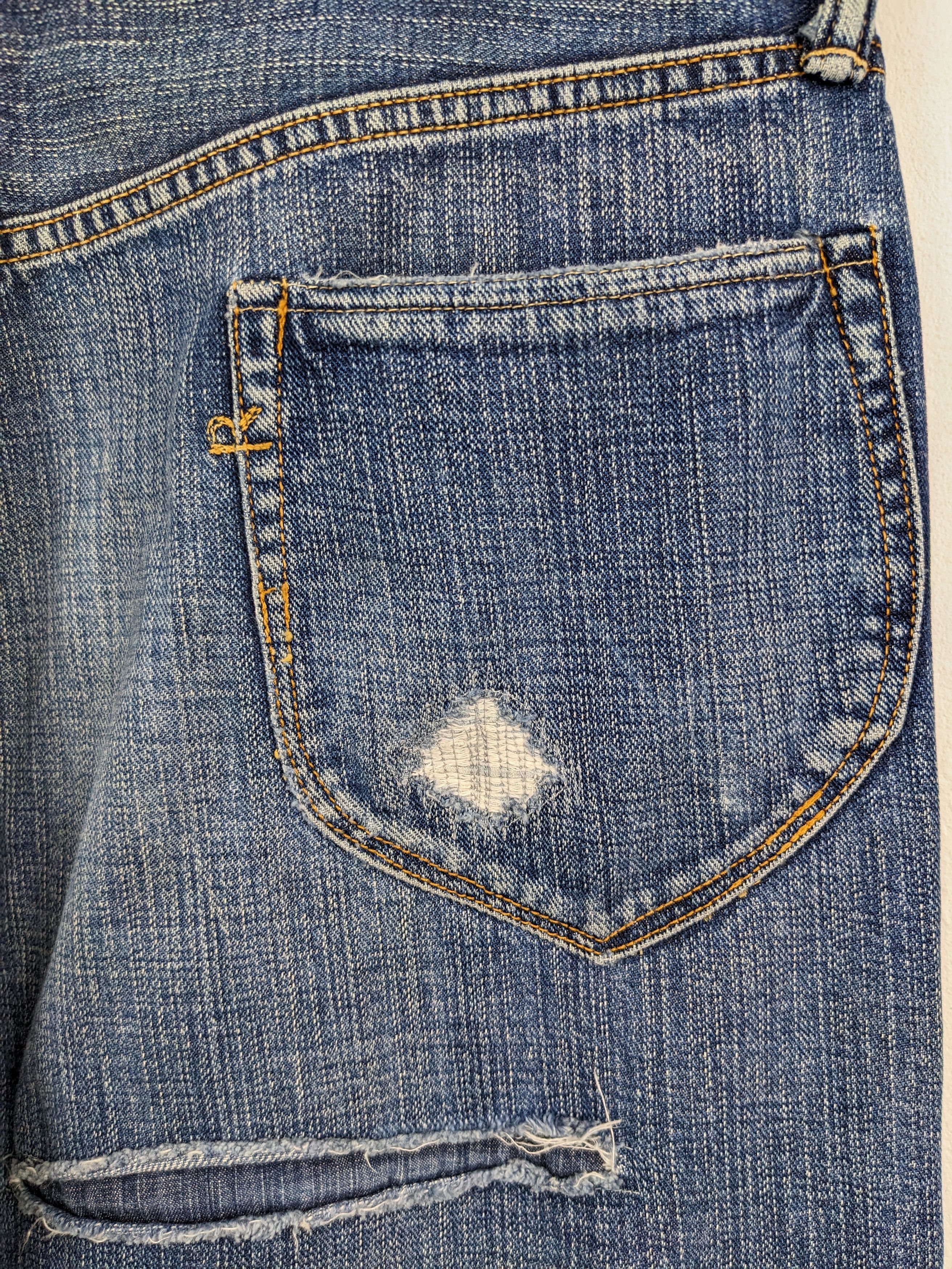 45rpm × Vintage Vintage 45 Rpm Distressed Jeans Patchwork Kapital Style Size US 32 / EU 48 - 14 Thumbnail