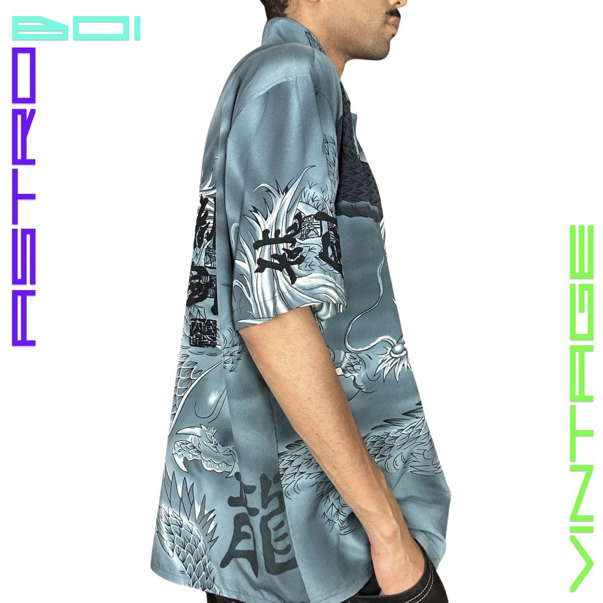Vintage VINTAGE Y2K BLUE DRAGON OVERSIZED BUTTON UP _ XL Size US XL / EU 56 / 4 - 3 Thumbnail