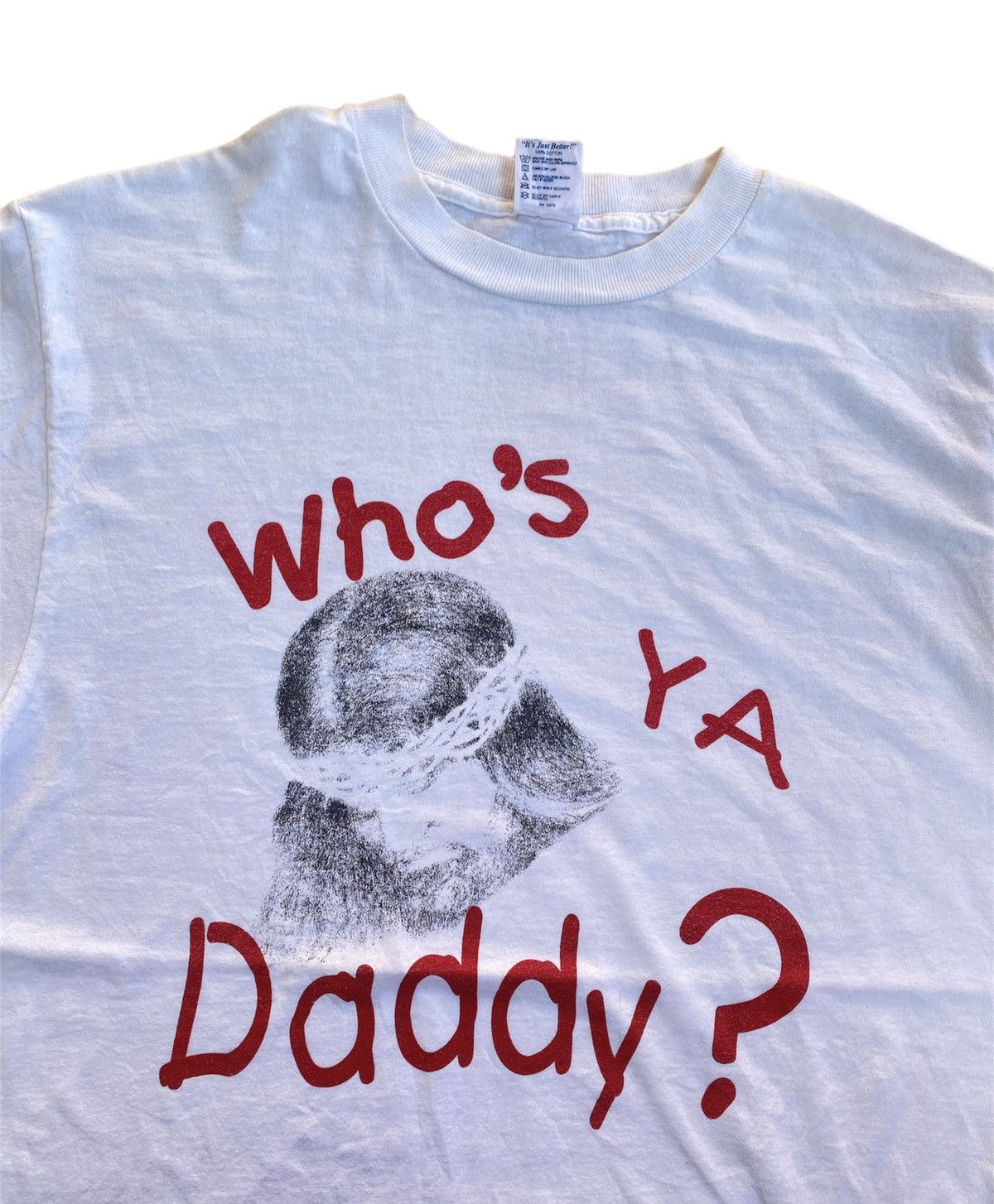 Vintage Vintage 90s Whos Ya Daddy Streetwear White T shirt Size US L / EU 52-54 / 3 - 2 Thumbnail