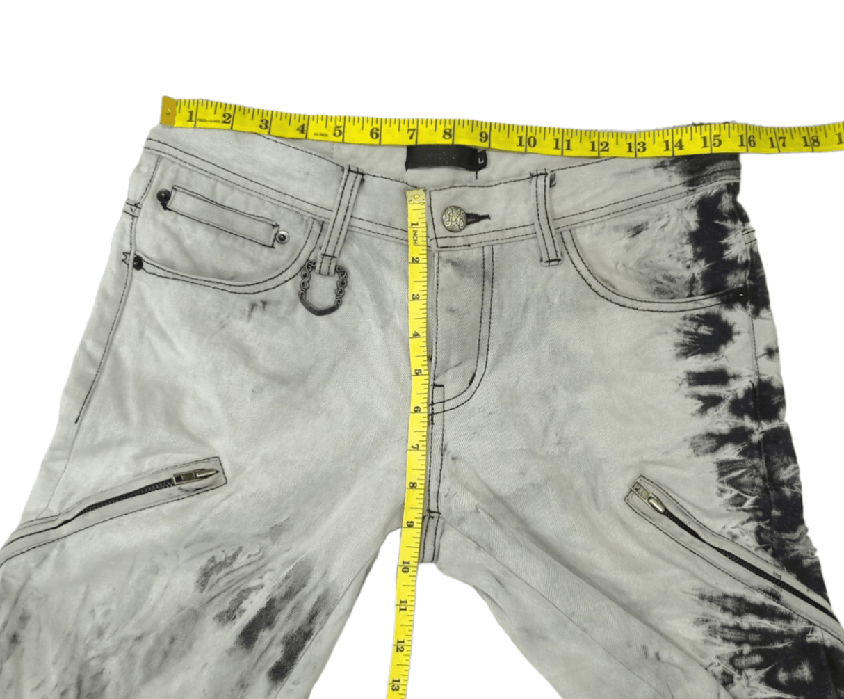 Japanese Brand MiDAS Punk Zipper Smokes Denim Jeans Size US 31 - 15 Thumbnail