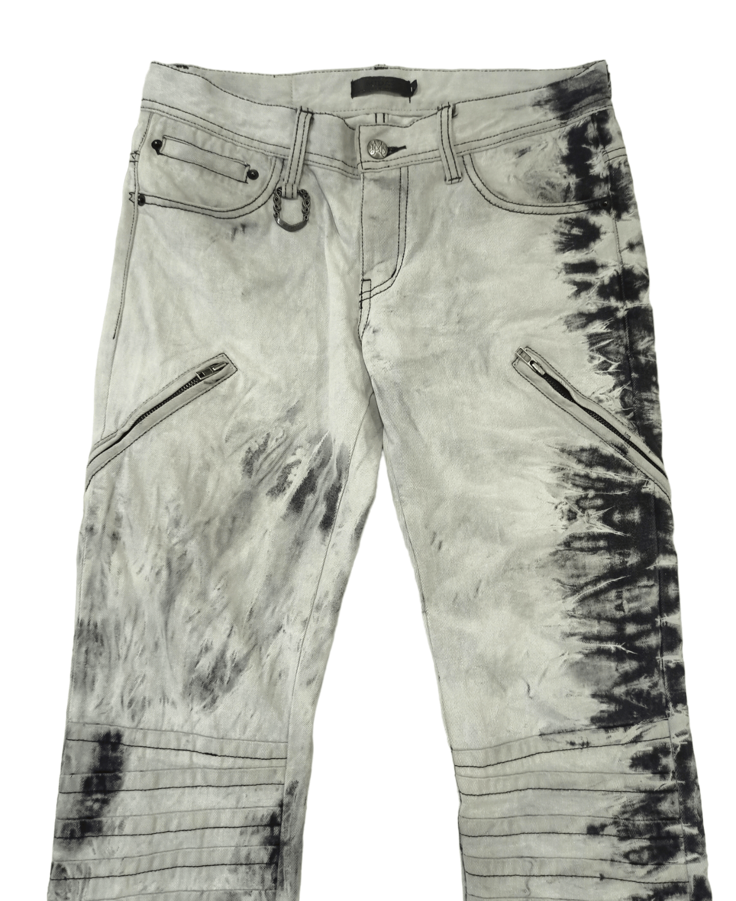 Japanese Brand MiDAS Punk Zipper Smokes Denim Jeans Size US 31 - 4 Thumbnail