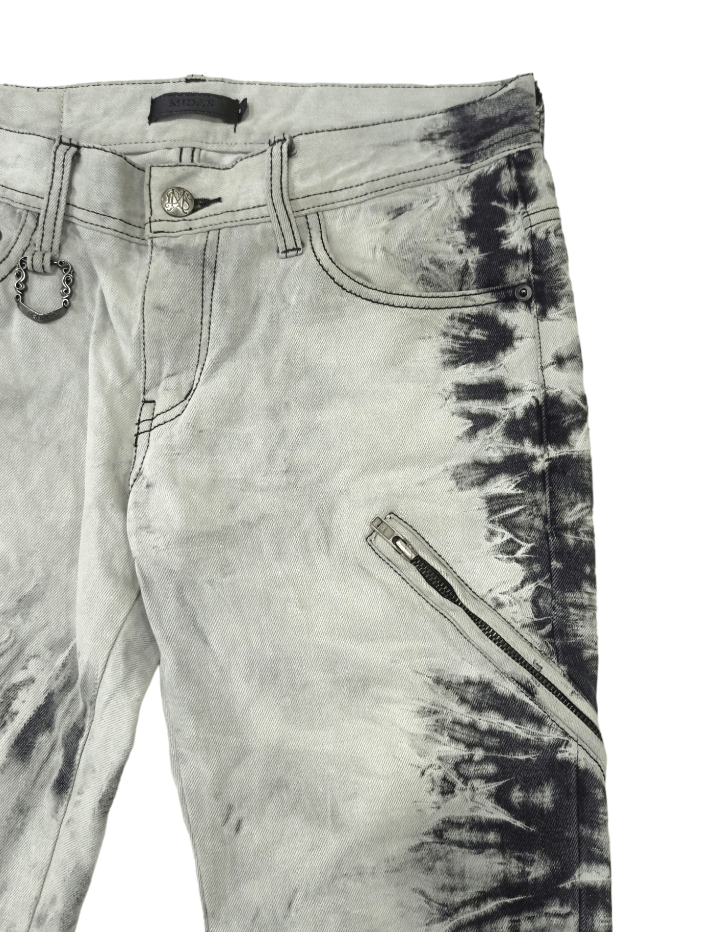 Japanese Brand MiDAS Punk Zipper Smokes Denim Jeans Size US 31 - 6 Thumbnail