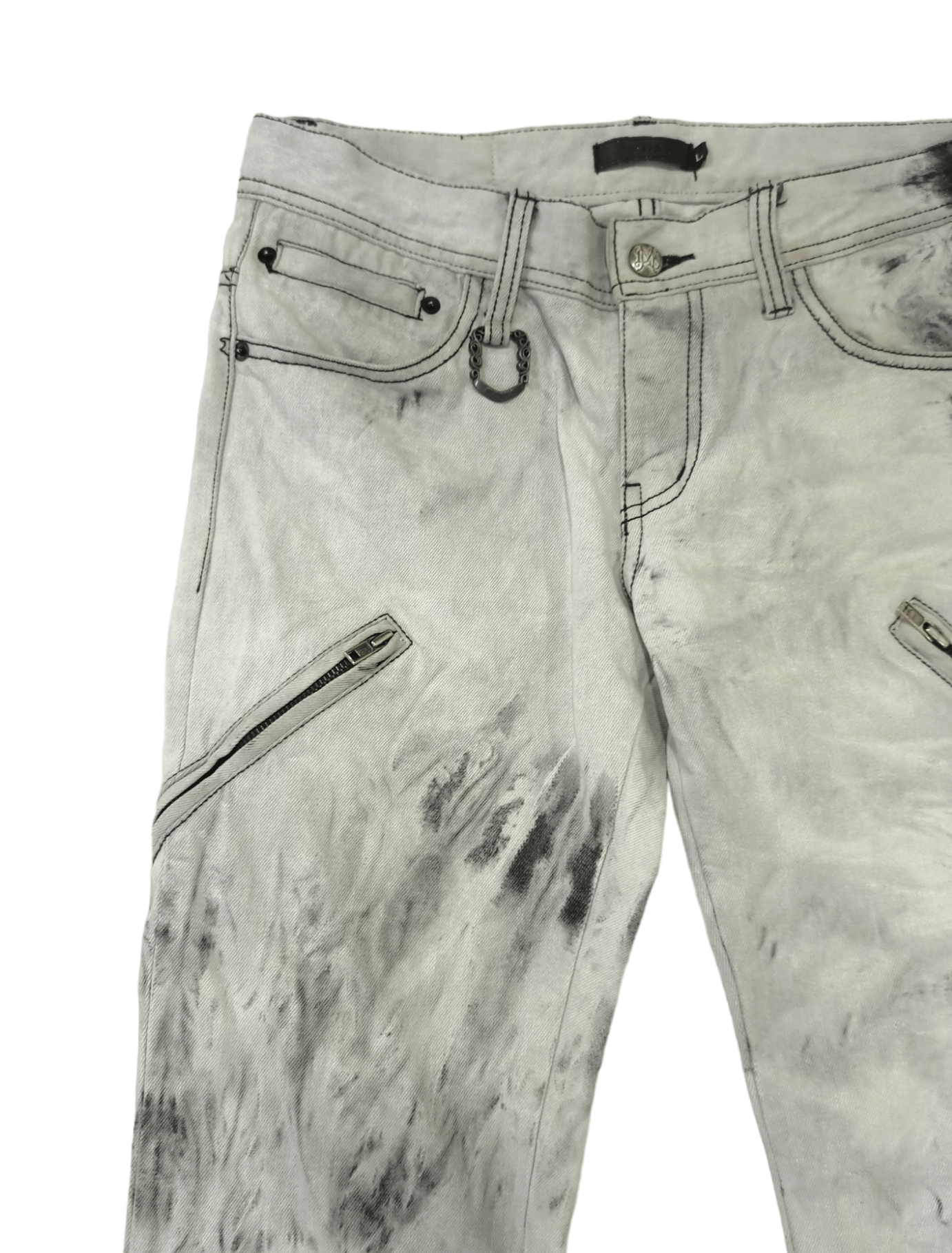 Japanese Brand MiDAS Punk Zipper Smokes Denim Jeans Size US 31 - 8 Thumbnail