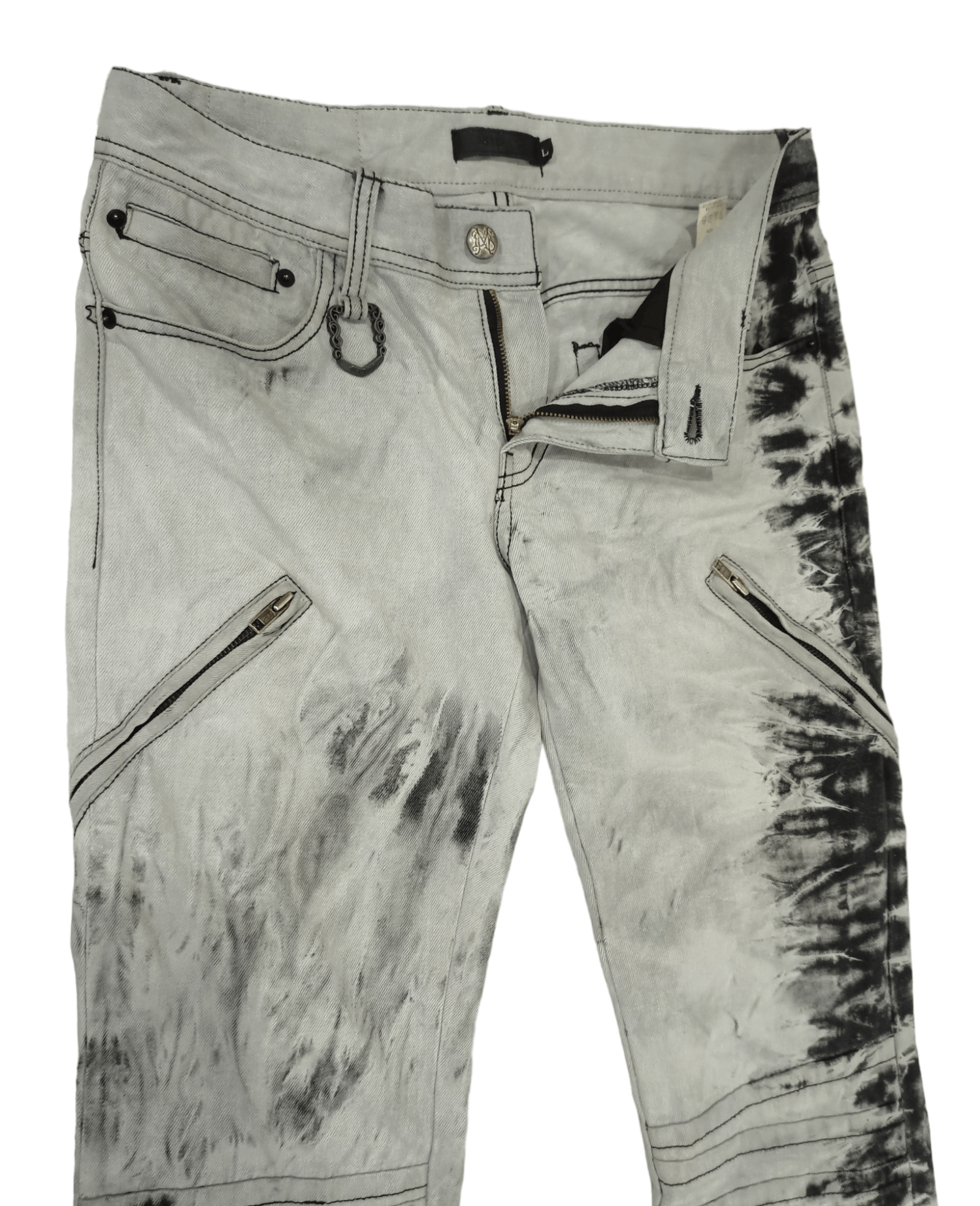 Japanese Brand MiDAS Punk Zipper Smokes Denim Jeans Size US 31 - 10 Thumbnail