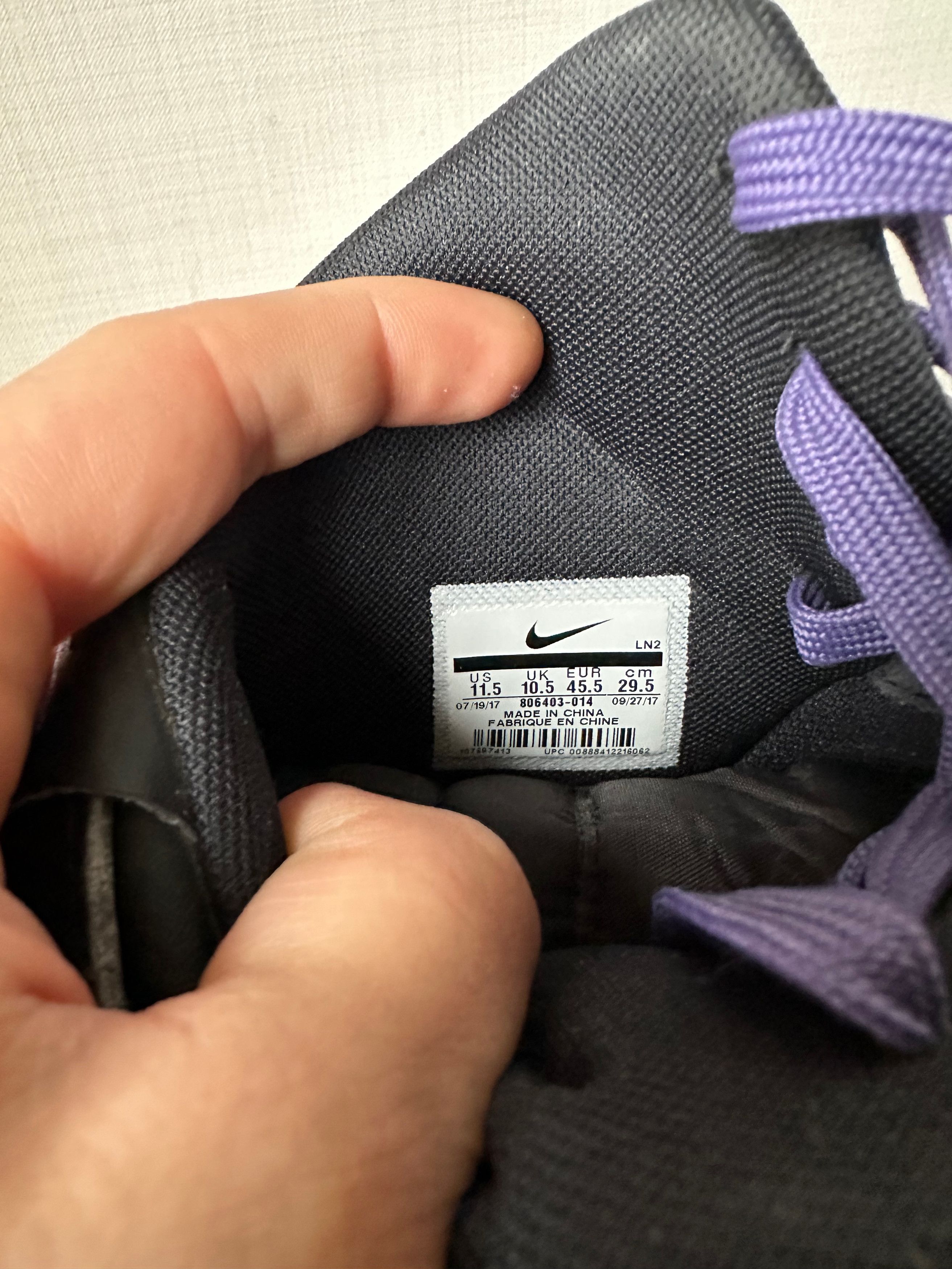 Nike NIKE AIR FORCE 1 HIGH '07 Black PURPLE Sneakers Size US 11.5 / EU 44-45 - 12 Thumbnail