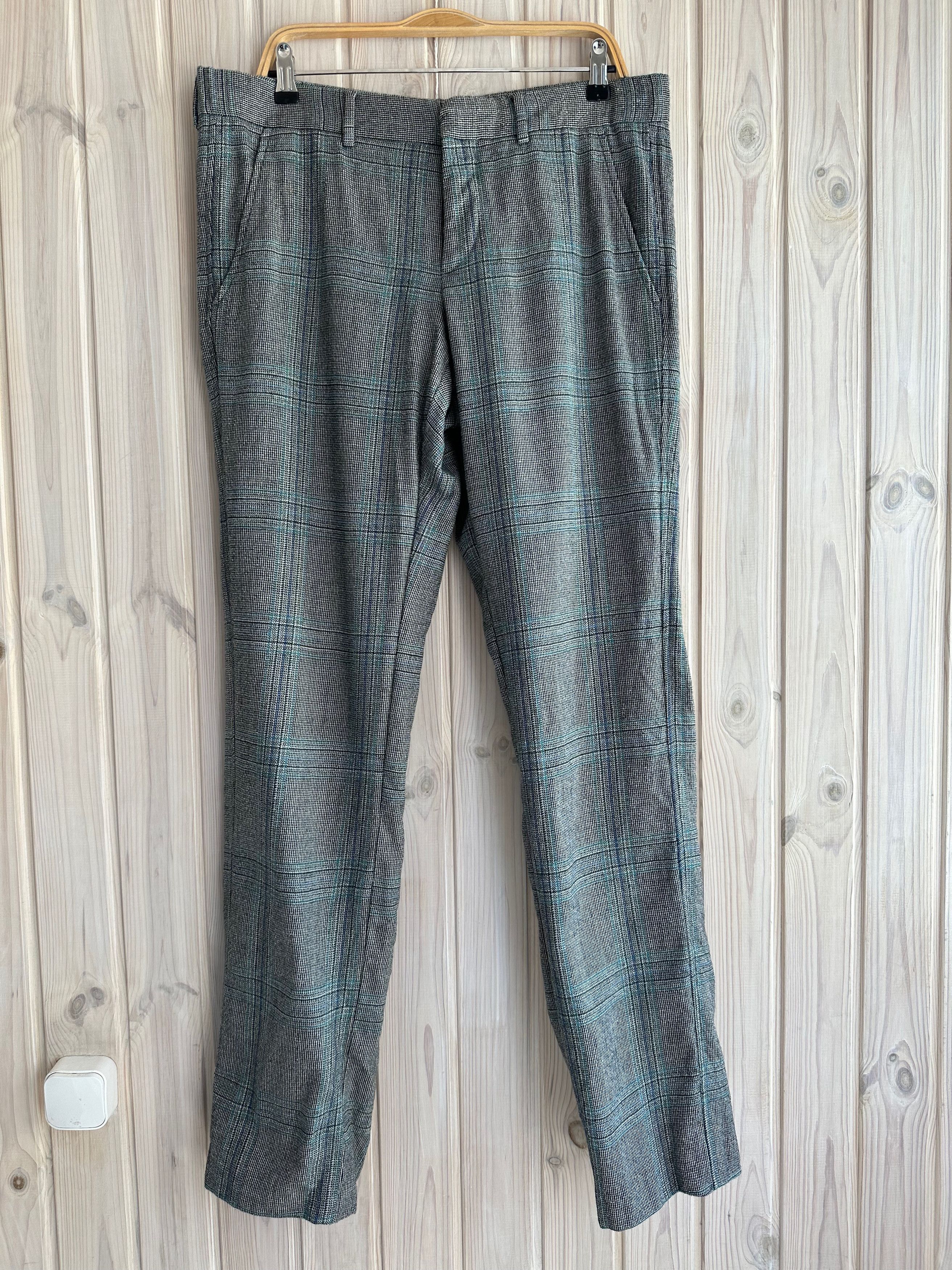 image of Gucci Wool Mohair Plaid Check Trousers in Grey, Men's (Size 35)