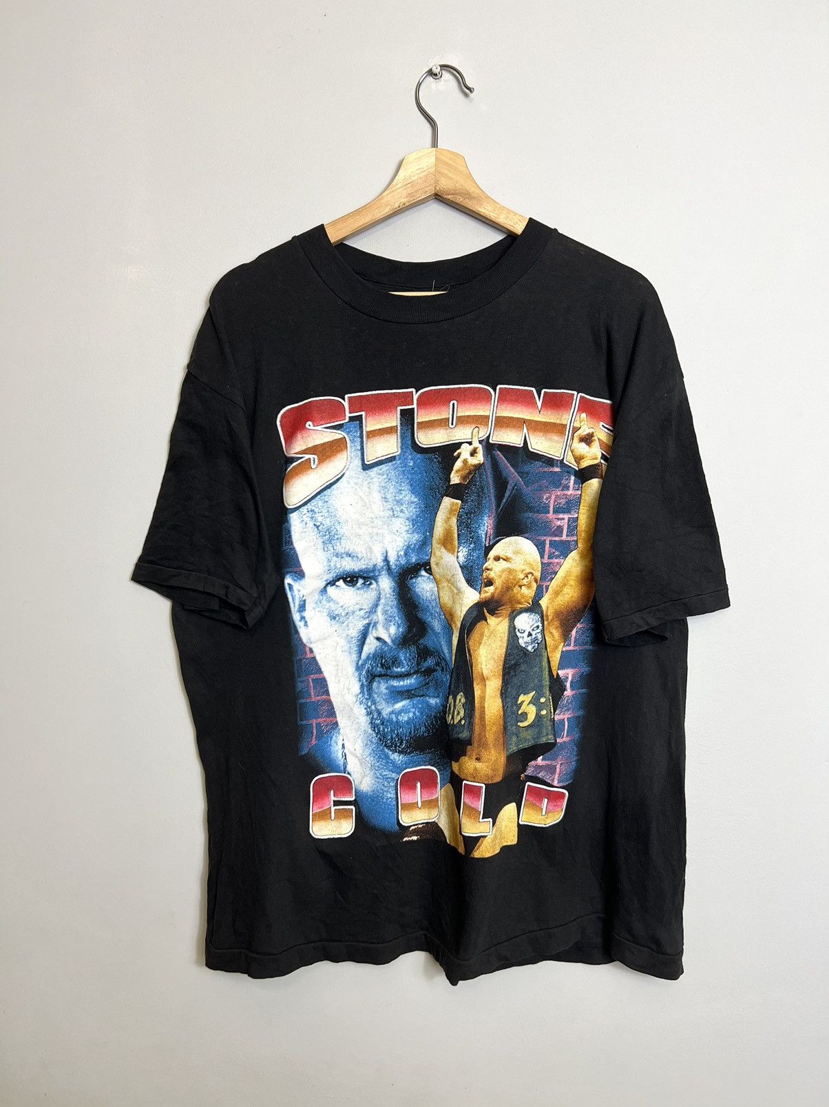 Image of 90's Vintage Stone Cold Rap Tees Wrestling Wwe Wwf Hype in Faded, Men's (Size XL)