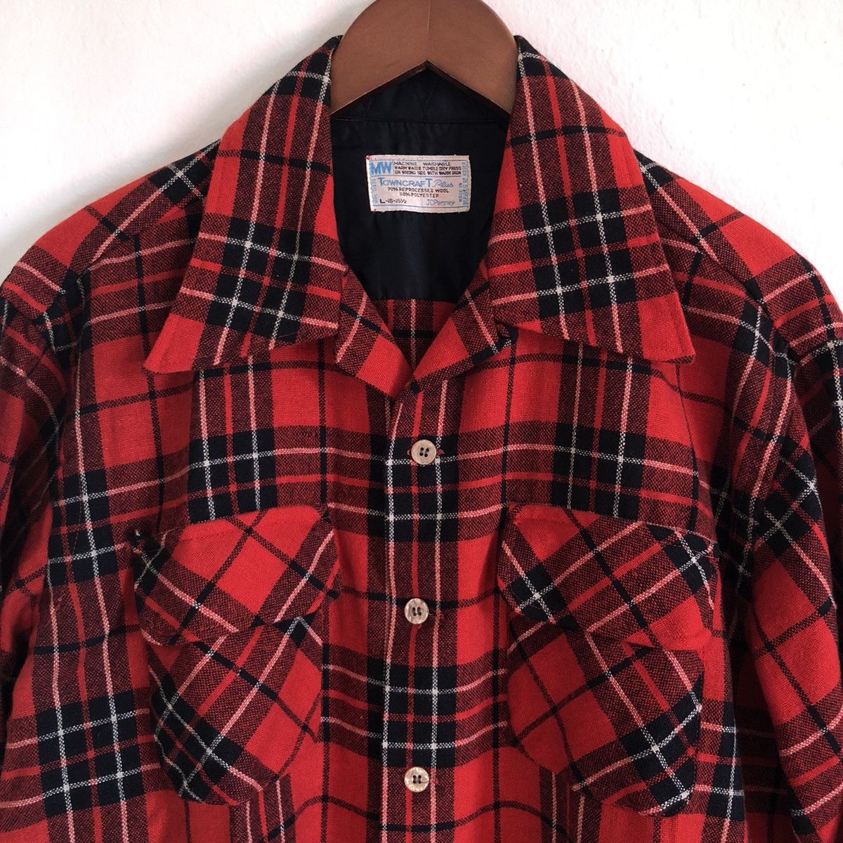 Towncraft × Vintage Vintage Towncraft flannel red black plaid wool men’s L Size US L / EU 52-54 / 3 - 2 Thumbnail
