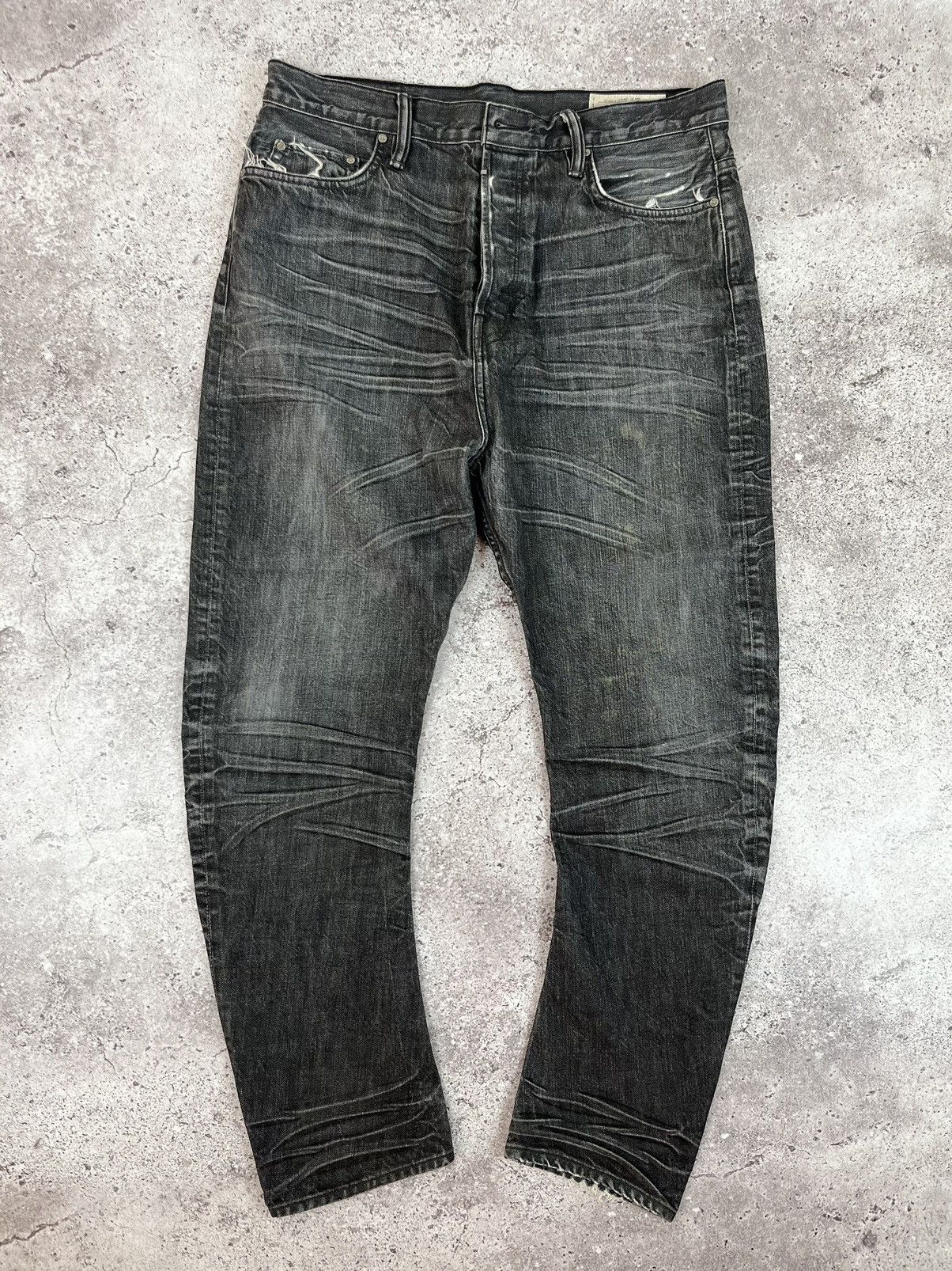 Allsaints Allsaints Black NLS Split Distressed Denim Pants Size US 32 / EU 48 - 1 Thumbnail