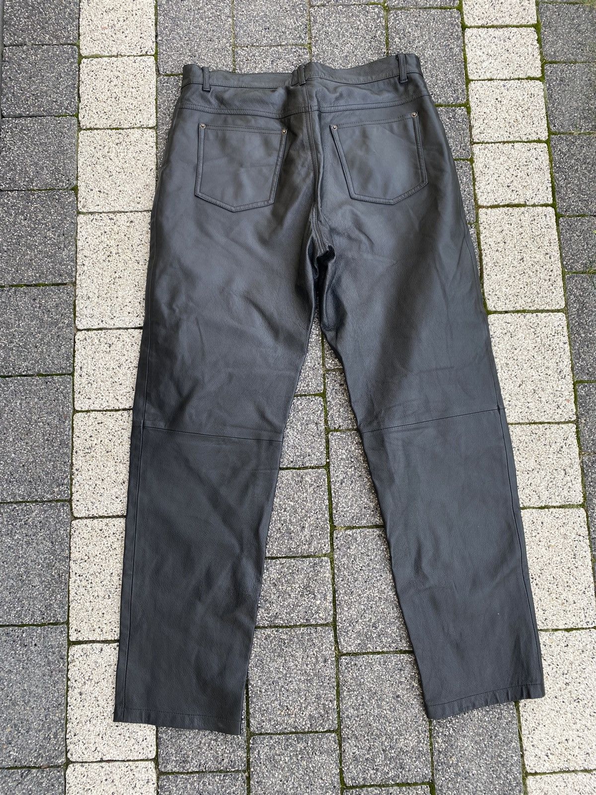 Genuine Leather Black leather casual pants Size US 34 / EU 50 - 2 Thumbnail