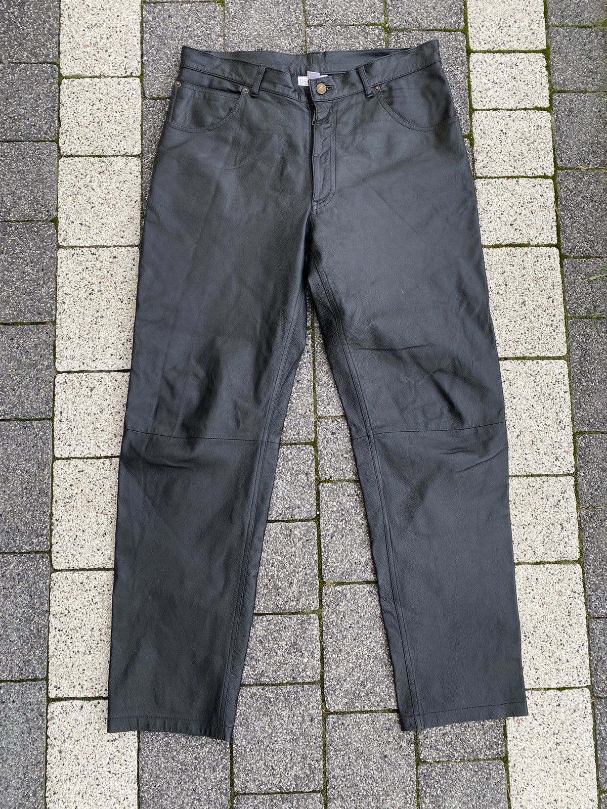 Black leather casual pants