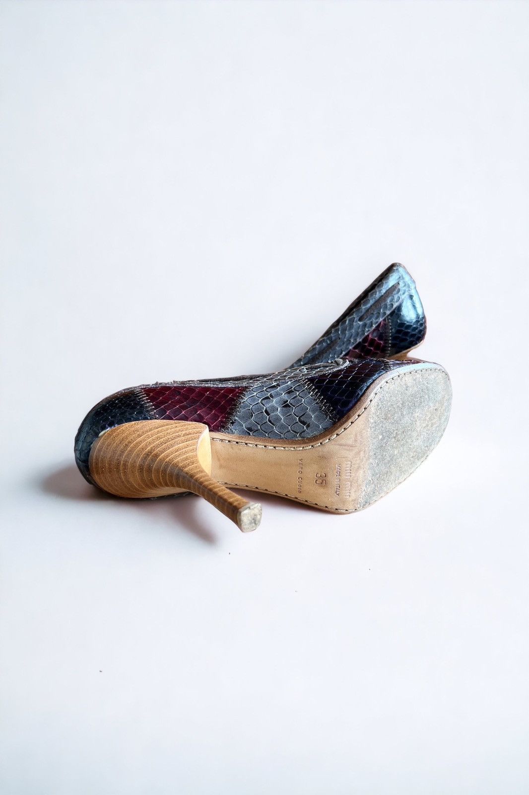 Miu Miu Miu Miu Y2K Rare Vintage Snakeskin Laced Pumps Heels Size US 5 / IT 35 - 6 Thumbnail