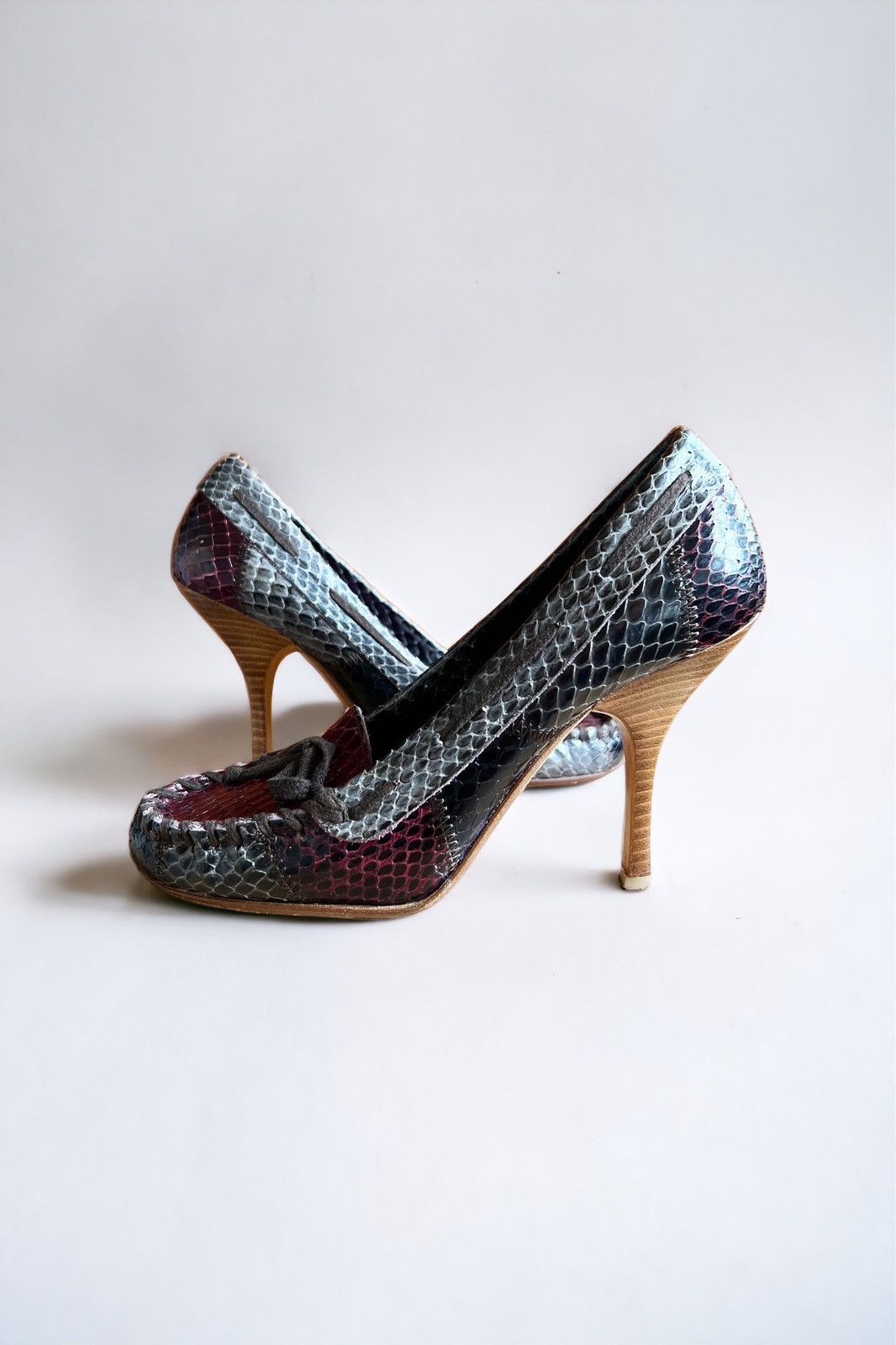 Miu Miu Miu Miu Y2K Rare Vintage Snakeskin Laced Pumps Heels Size US 5 / IT 35 - 2 Thumbnail