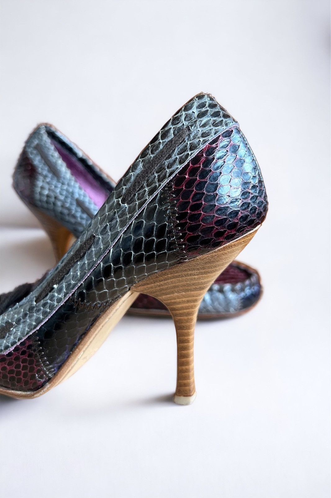 Miu Miu Miu Miu Y2K Rare Vintage Snakeskin Laced Pumps Heels Size US 5 / IT 35 - 3 Thumbnail