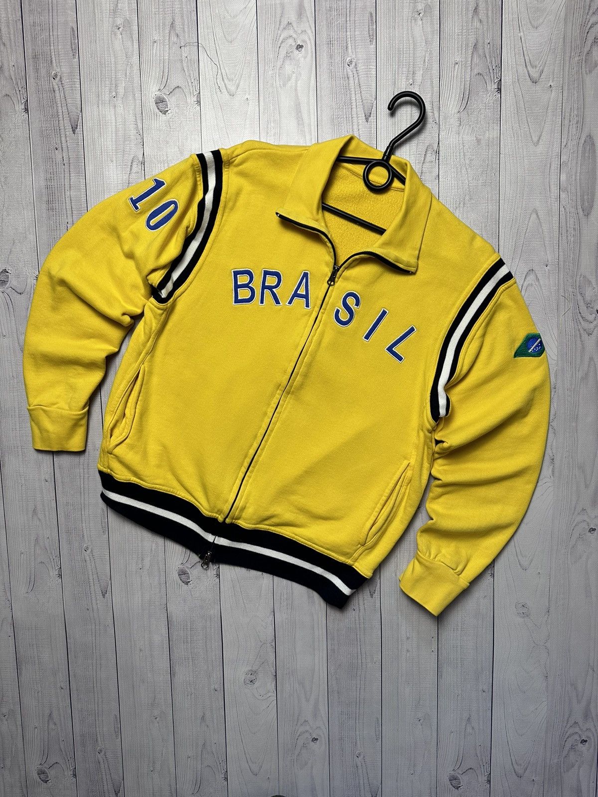 Vintage Brasil soccer track jacket size S yellow Brazil