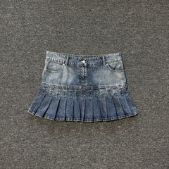 Vintage Y2K Blue Asphalt Low-Rise Denim Mini Skirt