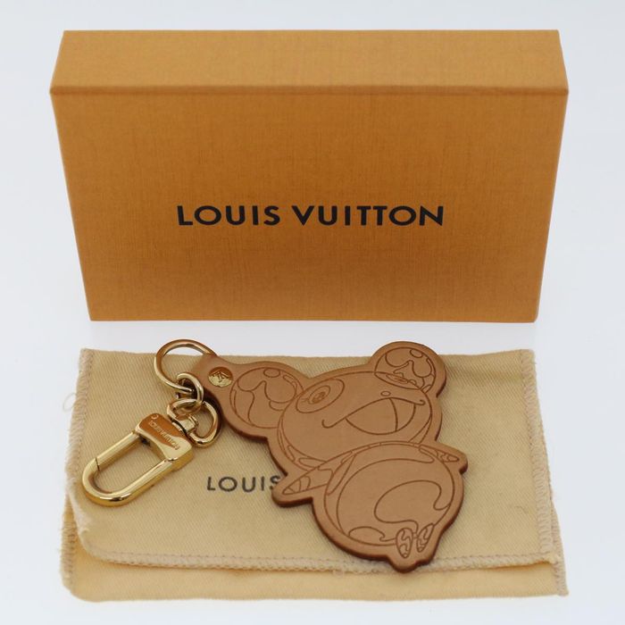 Louis Vuitton LOUIS VUITTON Takashi Murakami Panda Charm Leather Beige Gold  M62637 Auth 45571