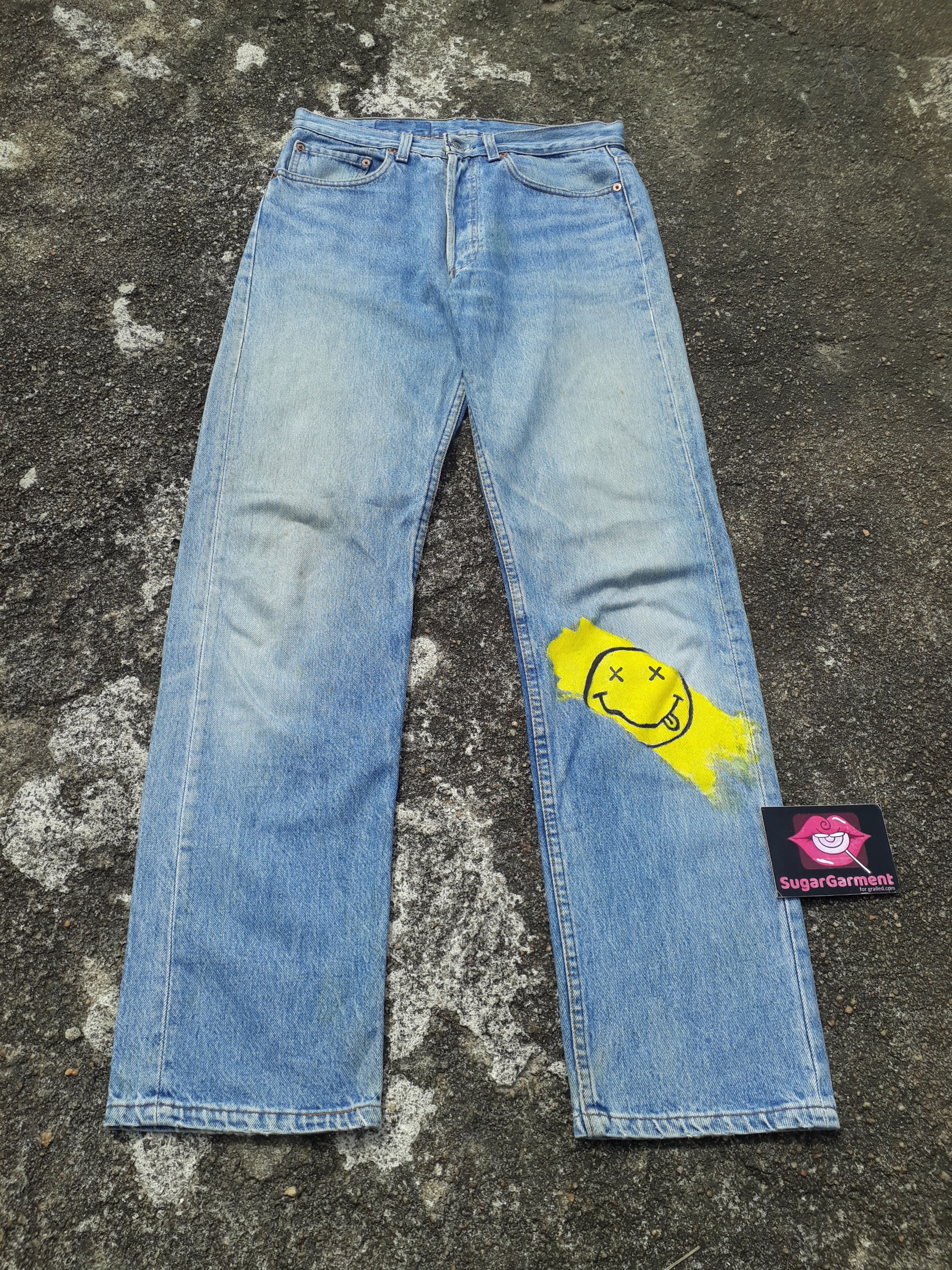 Levi's × Vintage Levis 501 Kurt Cobain Smiley Jeans Size US 31 - 2 Thumbnail