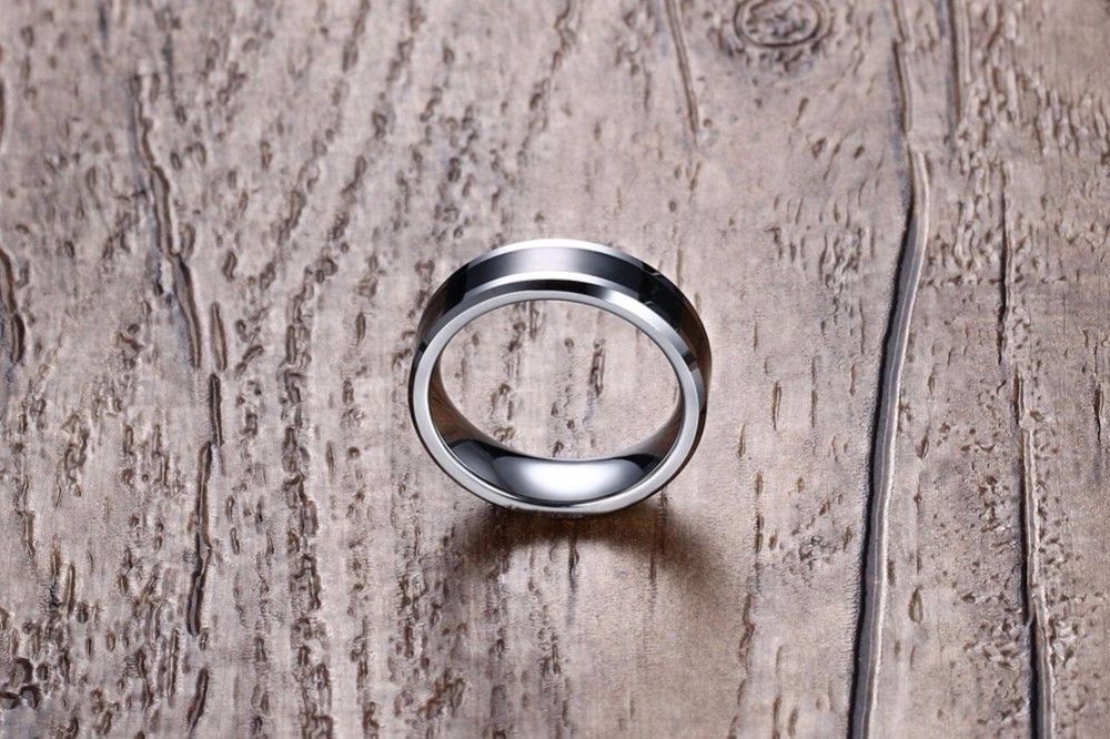 Jewelry 6MM Men's Carbide Black Enamel Ring Size ONE SIZE - 2 Thumbnail