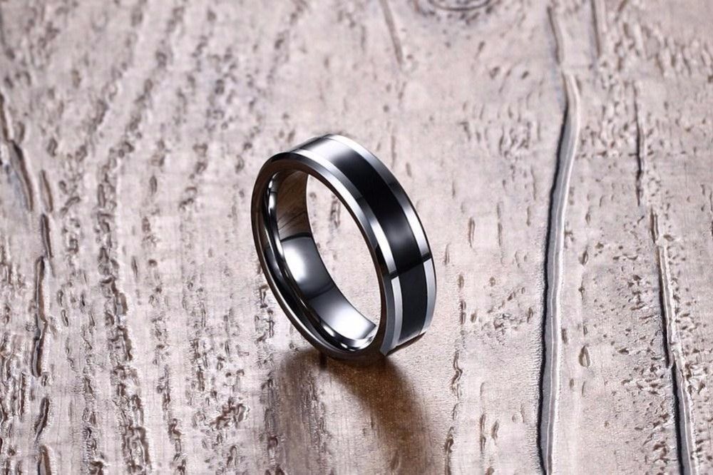 Jewelry 6MM Men's Carbide Black Enamel Ring Size ONE SIZE - 1 Thumbnail