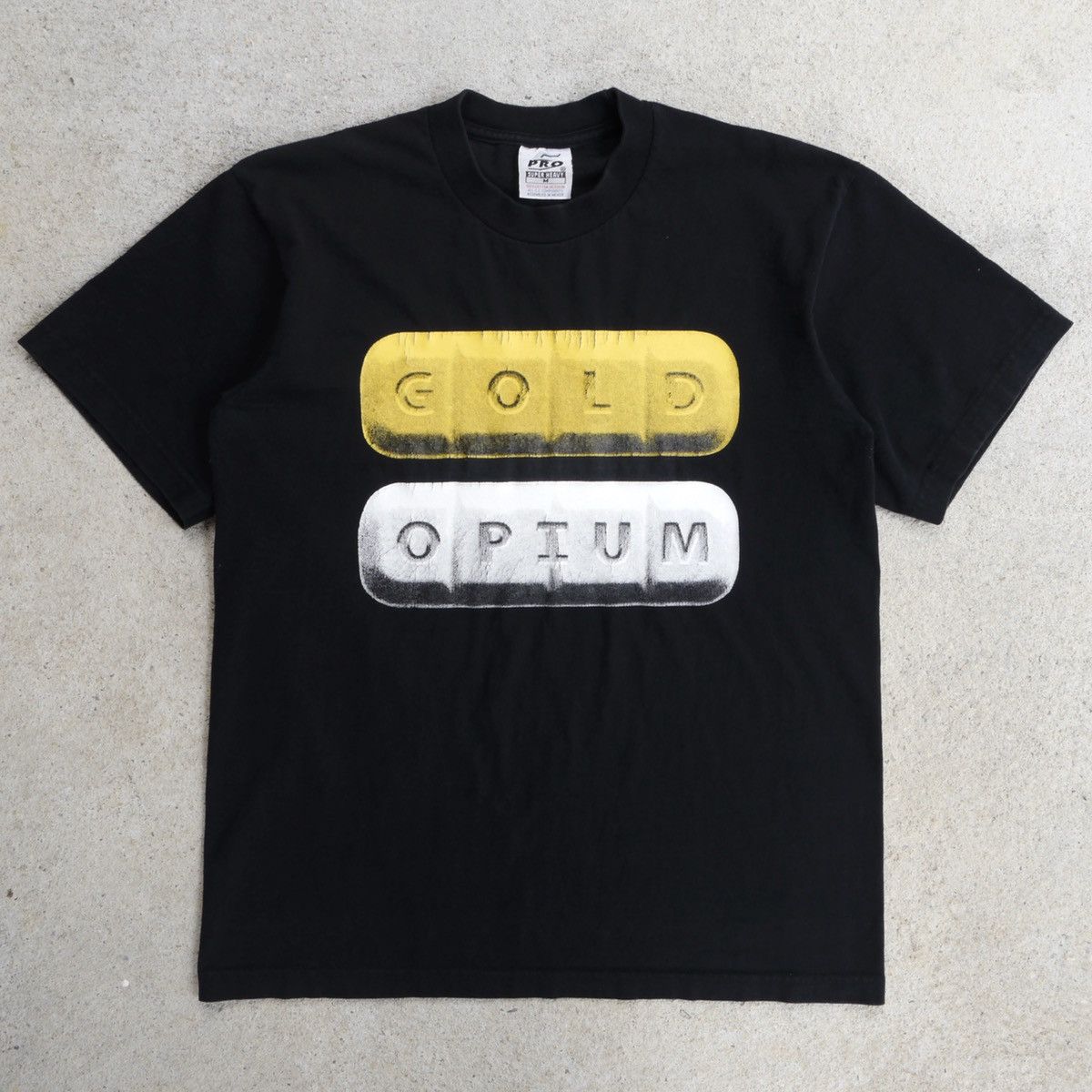 image of Playboi Carti x Vintage 90's Gold Opium Tee in Black, Men's (Size Medium)